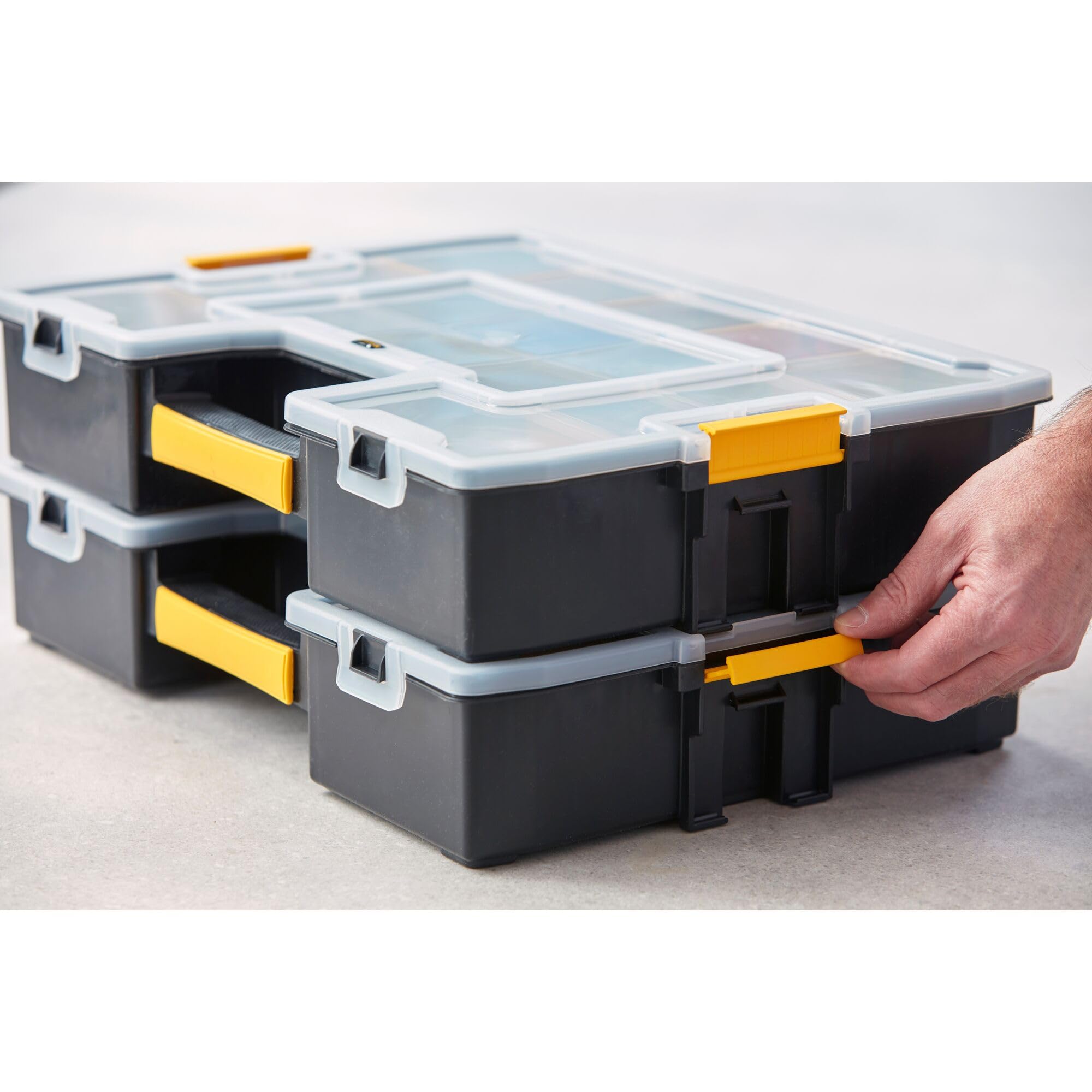 STANLEY SORTMASTER Organisateur d'outils à 12 compartiments, Organisateur d'outils professionnel étanche avec compartiments amovibles, pour le rangement de petites pièces et d'outils, 1-94-745