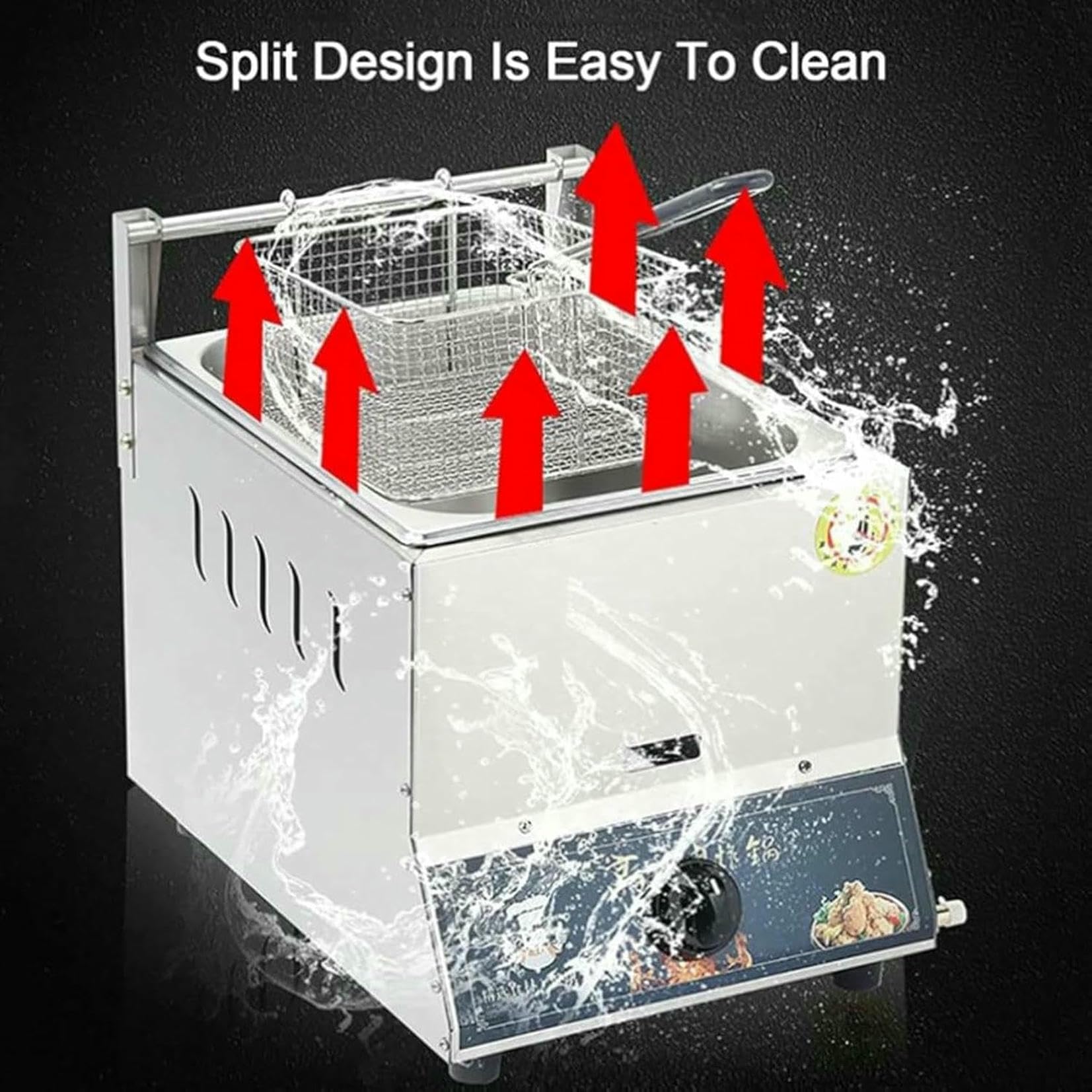 Friggitrice per Gas Professionale, Friggitrice per profondità Commerciale, Friggitrice per Pollo in Acciaio Inossidabile 10L/20L con Scoop di Cesto, per La Cucina Commerciale della Casa ~/