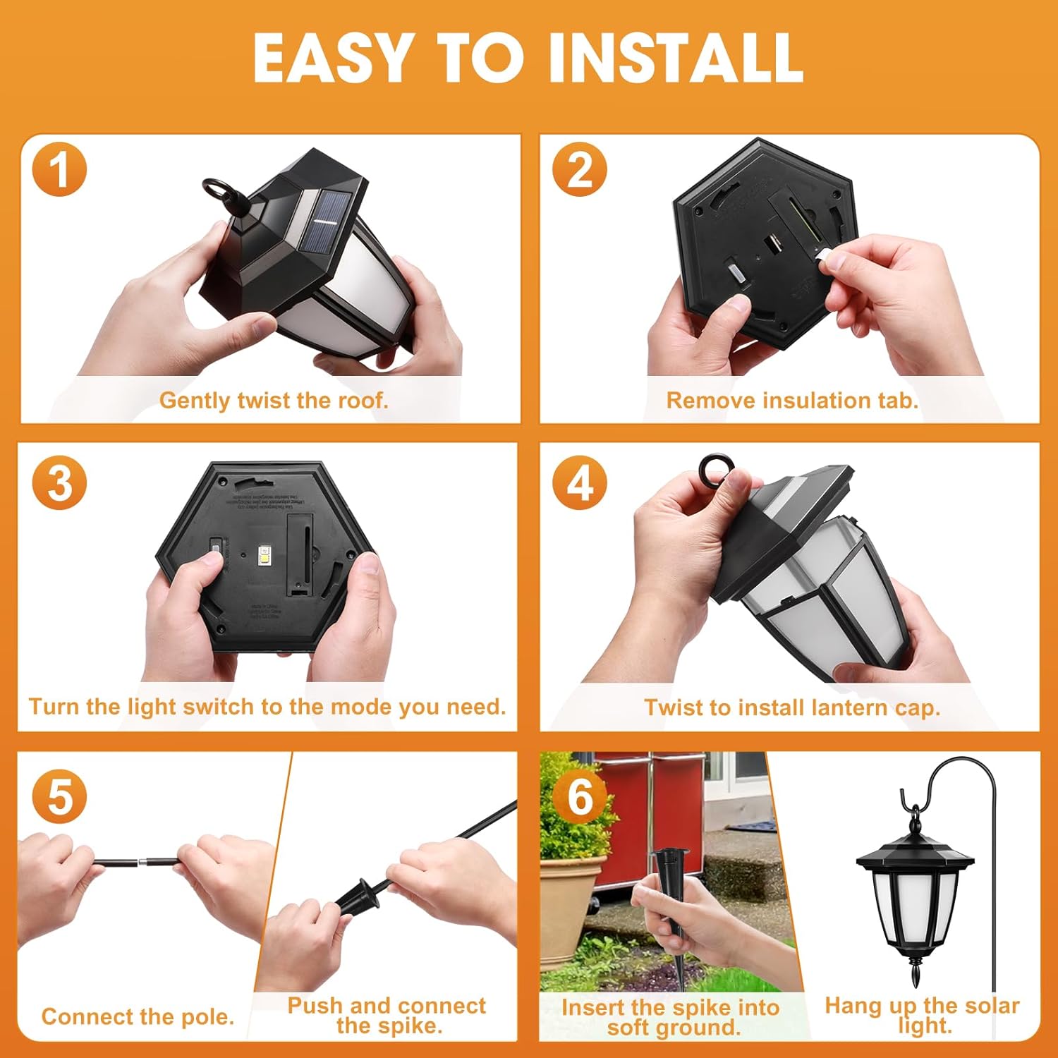 Viewsun 34 Inch Solar Hanging Lights, Shepherd Hook Lights with 4 Lighting Modes Waterproof Outdoor Decorative Solar Lantern Lights for Garden Decor, Patio, Backyard, Pathway, 4 Pack