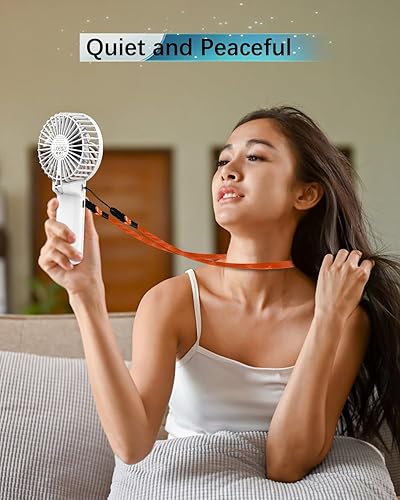Miniatura 5 de Ventilador portátil de mano, mini ventilador de mano, pequeño ventilador personal de enfriamiento de 6-15 horas, mini ventilador de escritorio