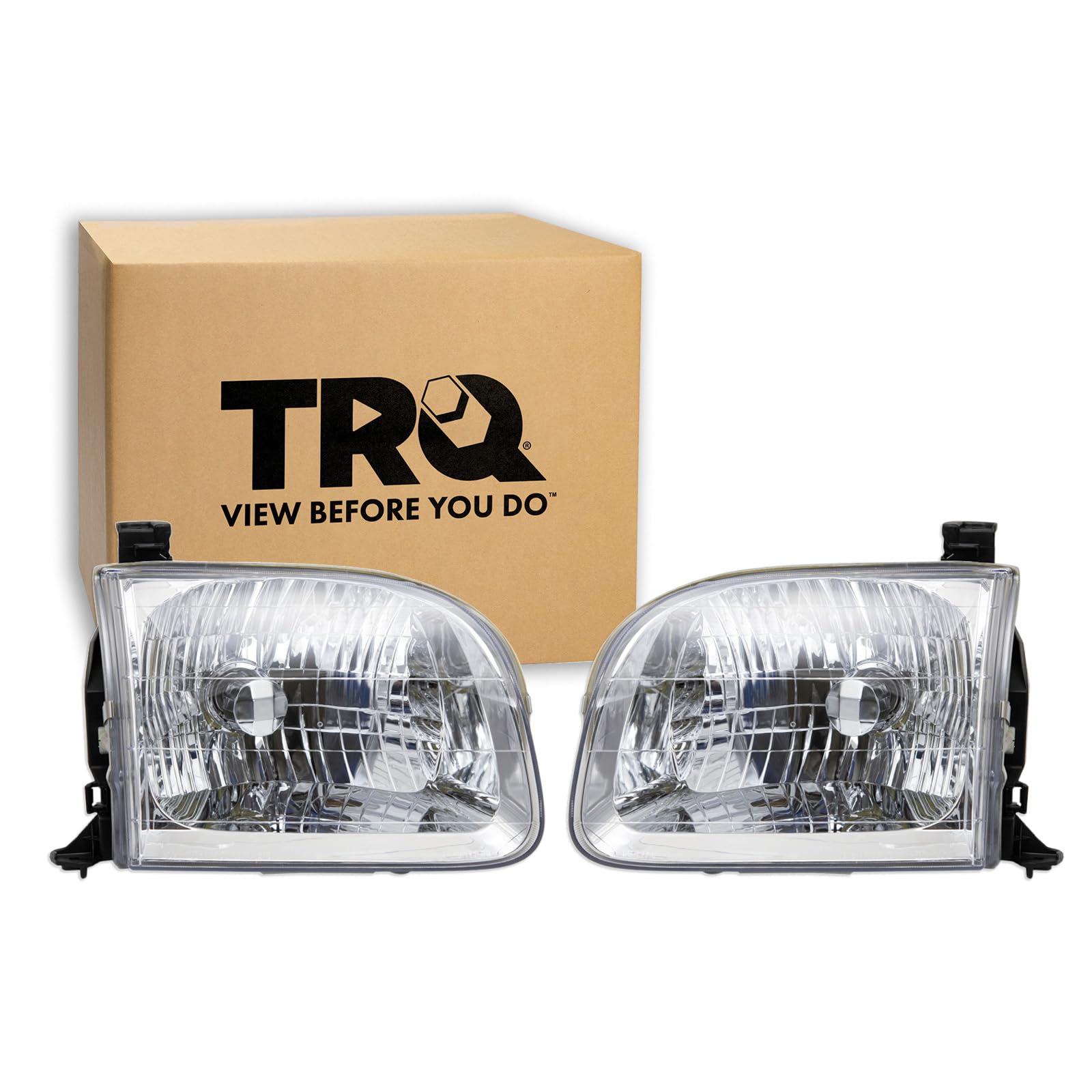 Driver and Passenger Side Headlight Assembly Set Compatible with 01-04 Toyota Sequoia 04 Toyota Tundra Crew Cab