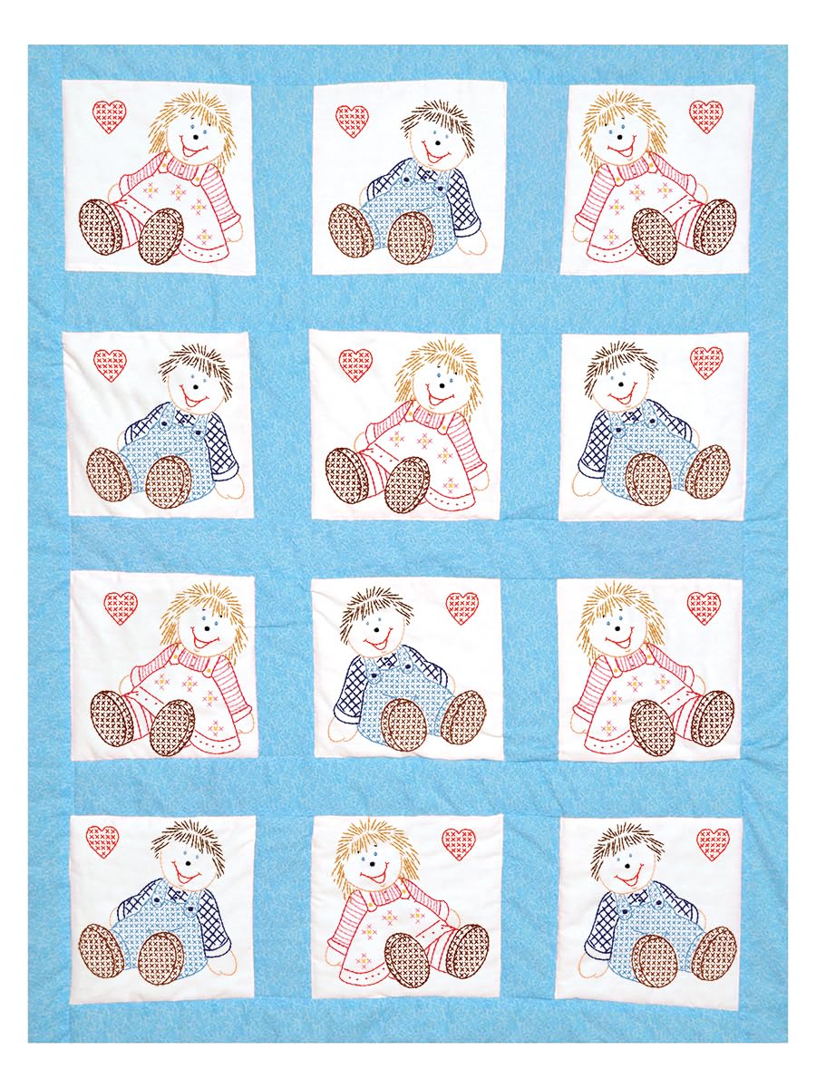 Jack Dempsey Needle Art Rag Dolls 9″ Quilt Blocks