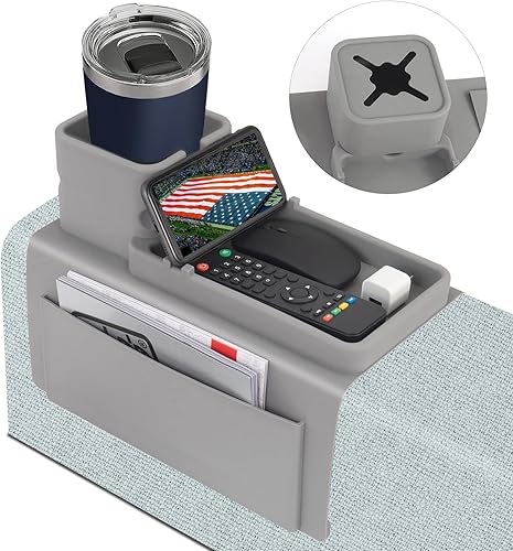 Miniatura 9 de Soporte para taza de sofá de silicona, bandeja antideslizante y antiderrames para reposabrazos, bandeja de silicona resistente a la suciedad para