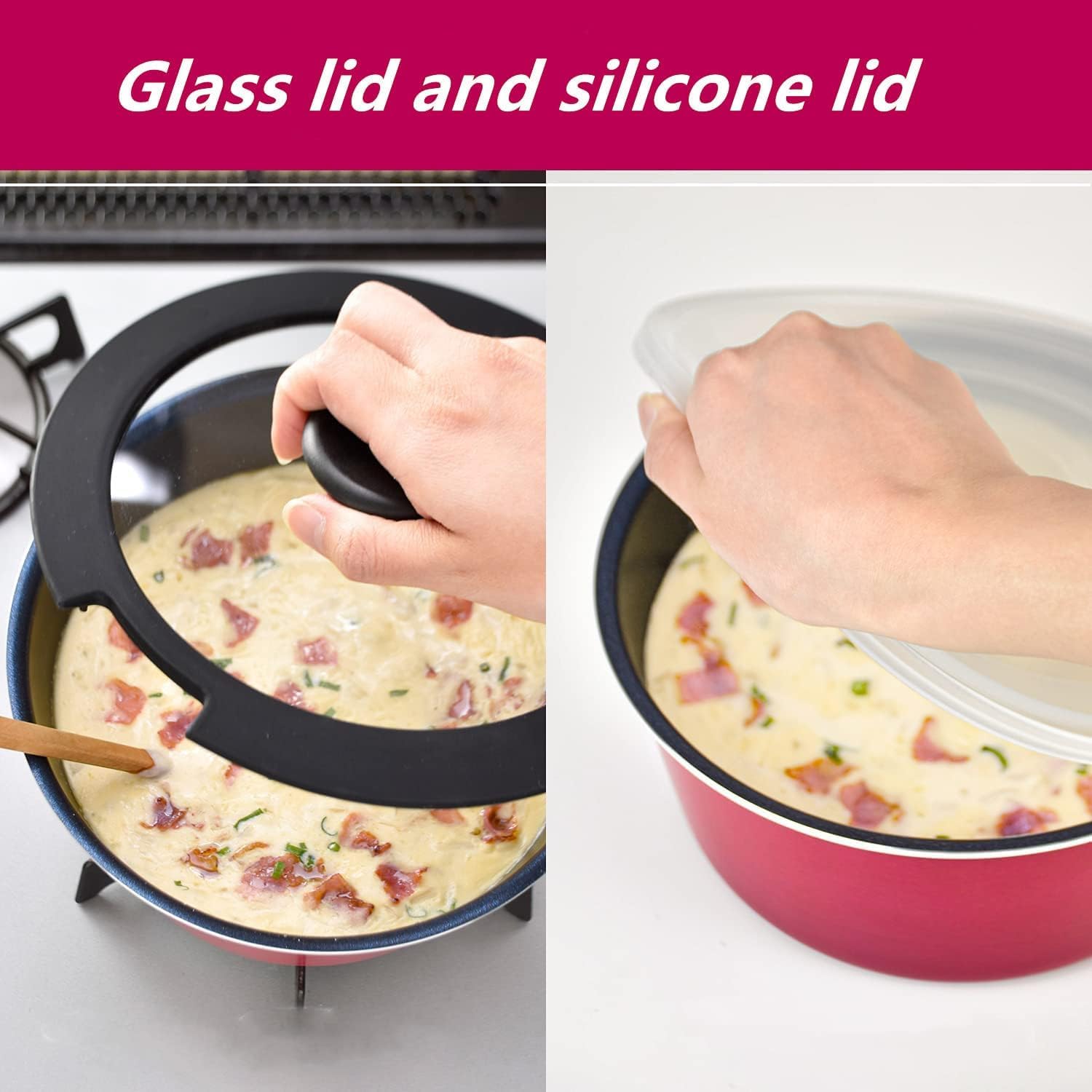 Motase 6pcs Pots and Pans Set, Nonstick Cookware Set Detachable Handle, Induction Kitchen Cookware Sets Non Stick with Removable Handle, RV Cookware Set, Oven Safe, Red