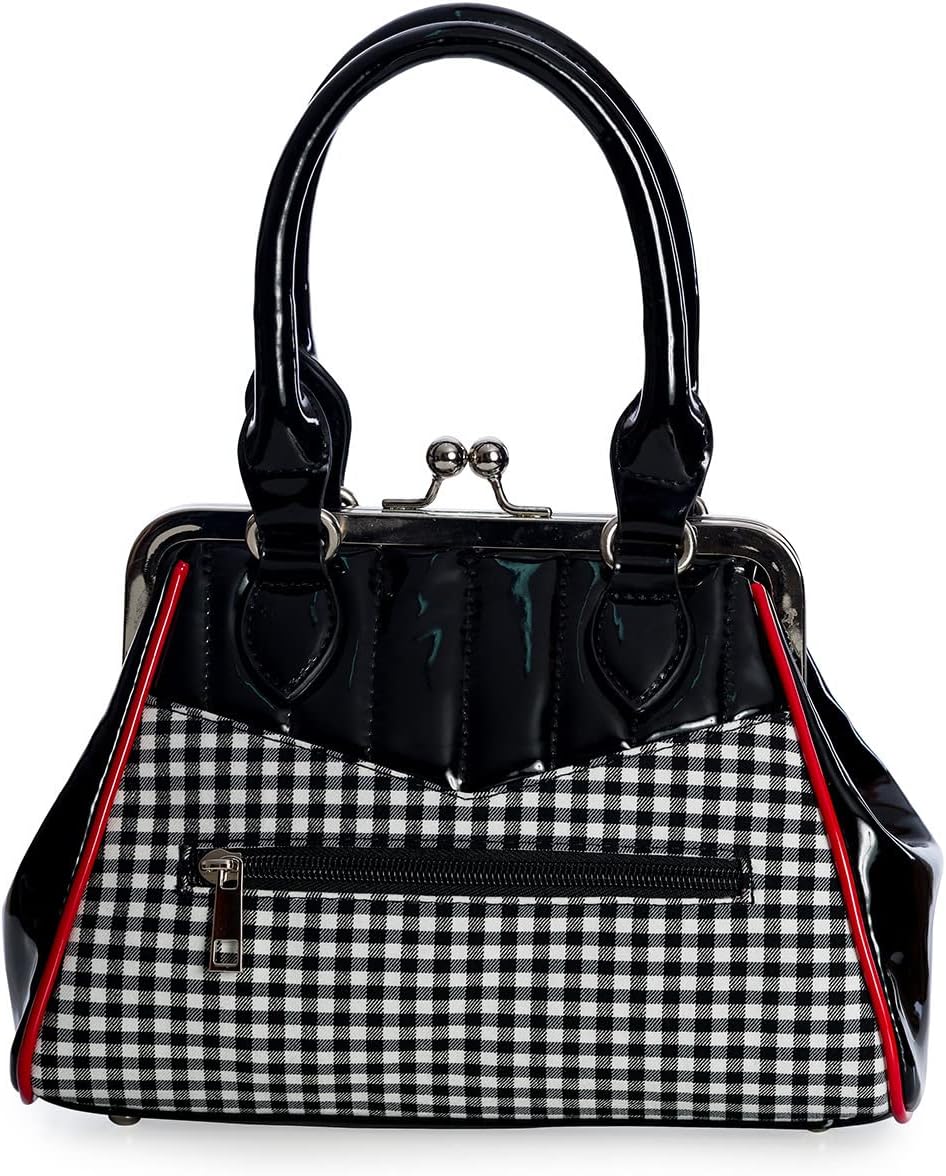Lost Queen Women's Rockabilly Cherry Skulls Handbag Retro Kisslock Purse