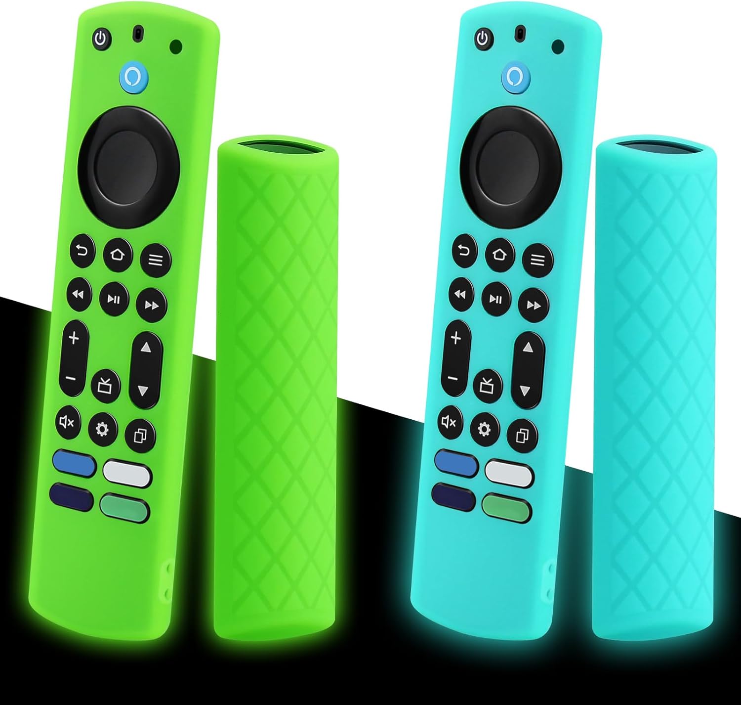 2-Pack Glowing Green + Glow Blue Remote Cover Compatible with Lenovo FireTV Stick 4K Max Remote Controls, Anti-Slip Silicone Protective Case with Lanyard, GITD!
