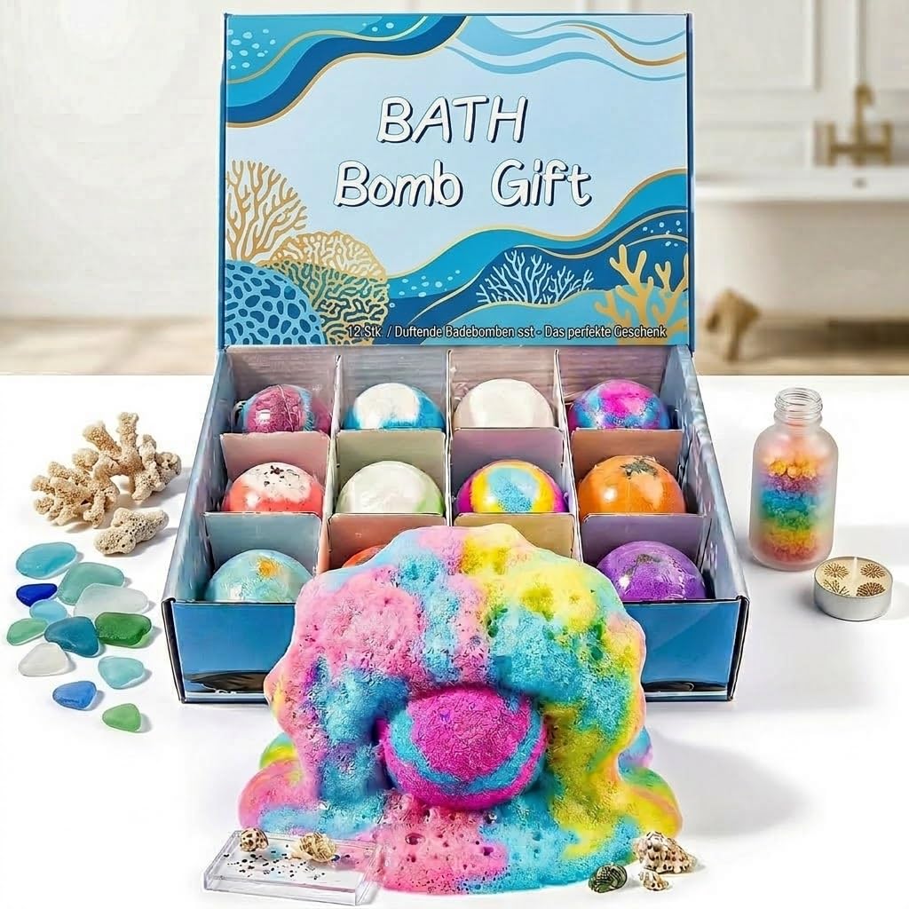 Set regalo di 12 bombe da bagno per bambini, bombe da bagno per bambini con sorpresa, naturali e organiche bombe da bagno effervescenti, bombe da bagno, regalo per bambini, bagno schiuma, Fizzy bath