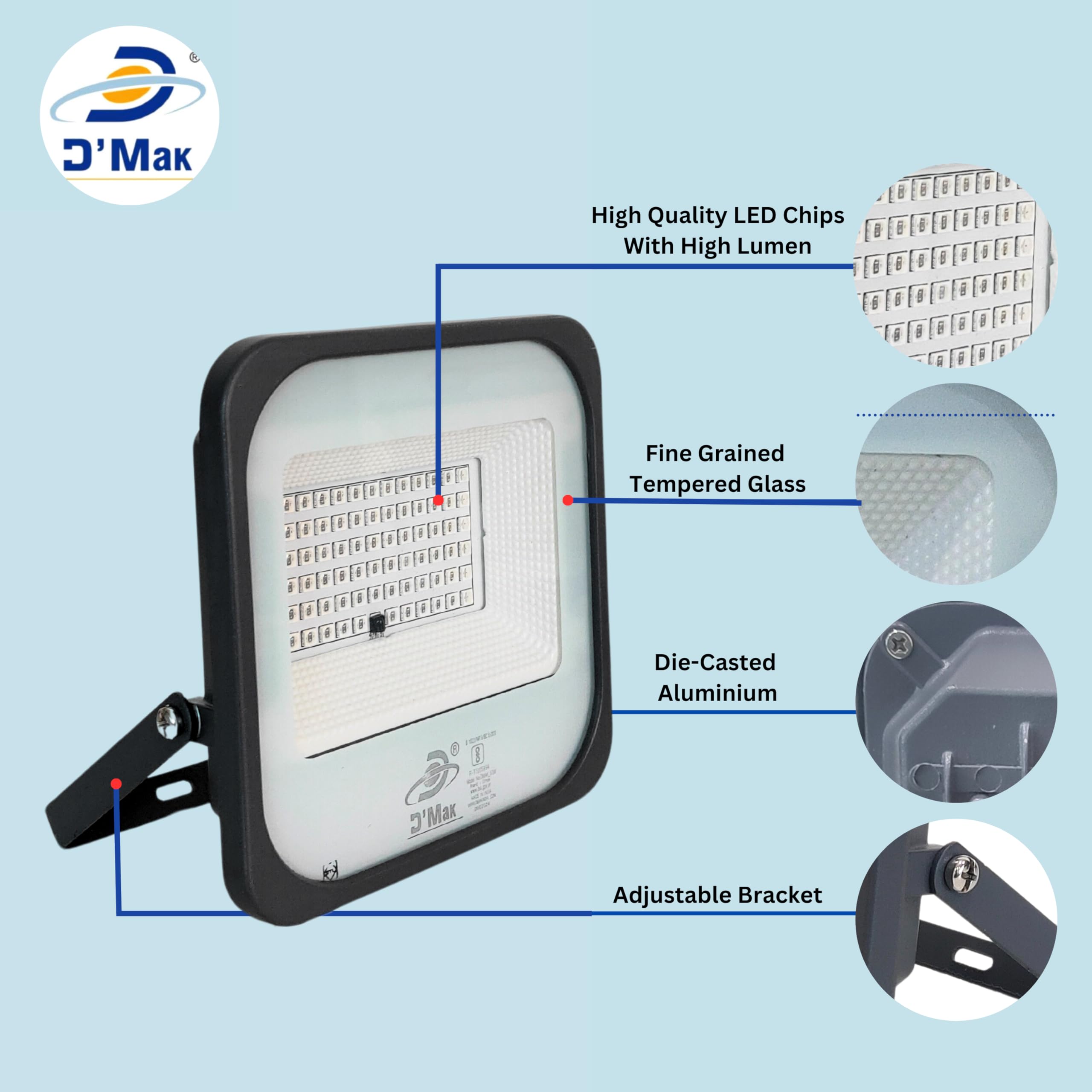 D’Mak 50W RGB Flood Light - Waterproof & Remote Control -3