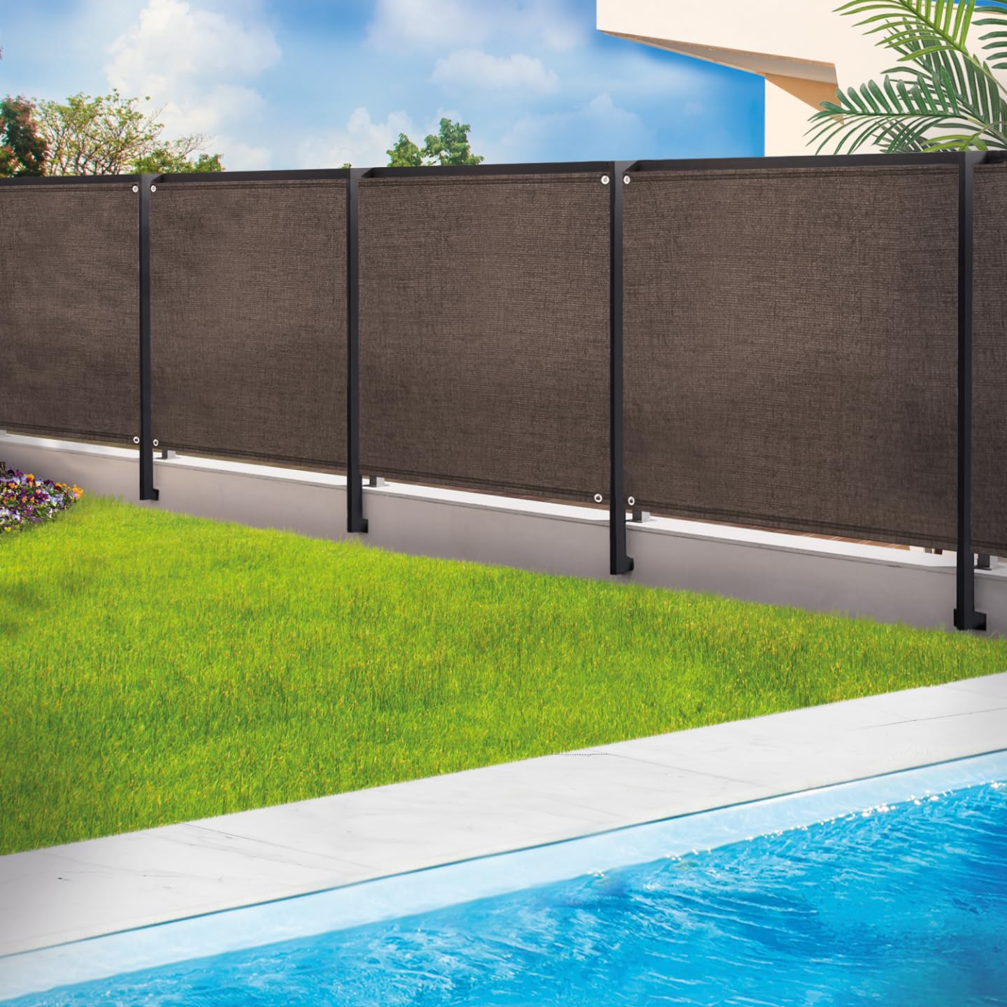 IDMarket - Brise Vue renforcé 1,8 x 10 M Taupe 220 GR/m² Luxe Pro