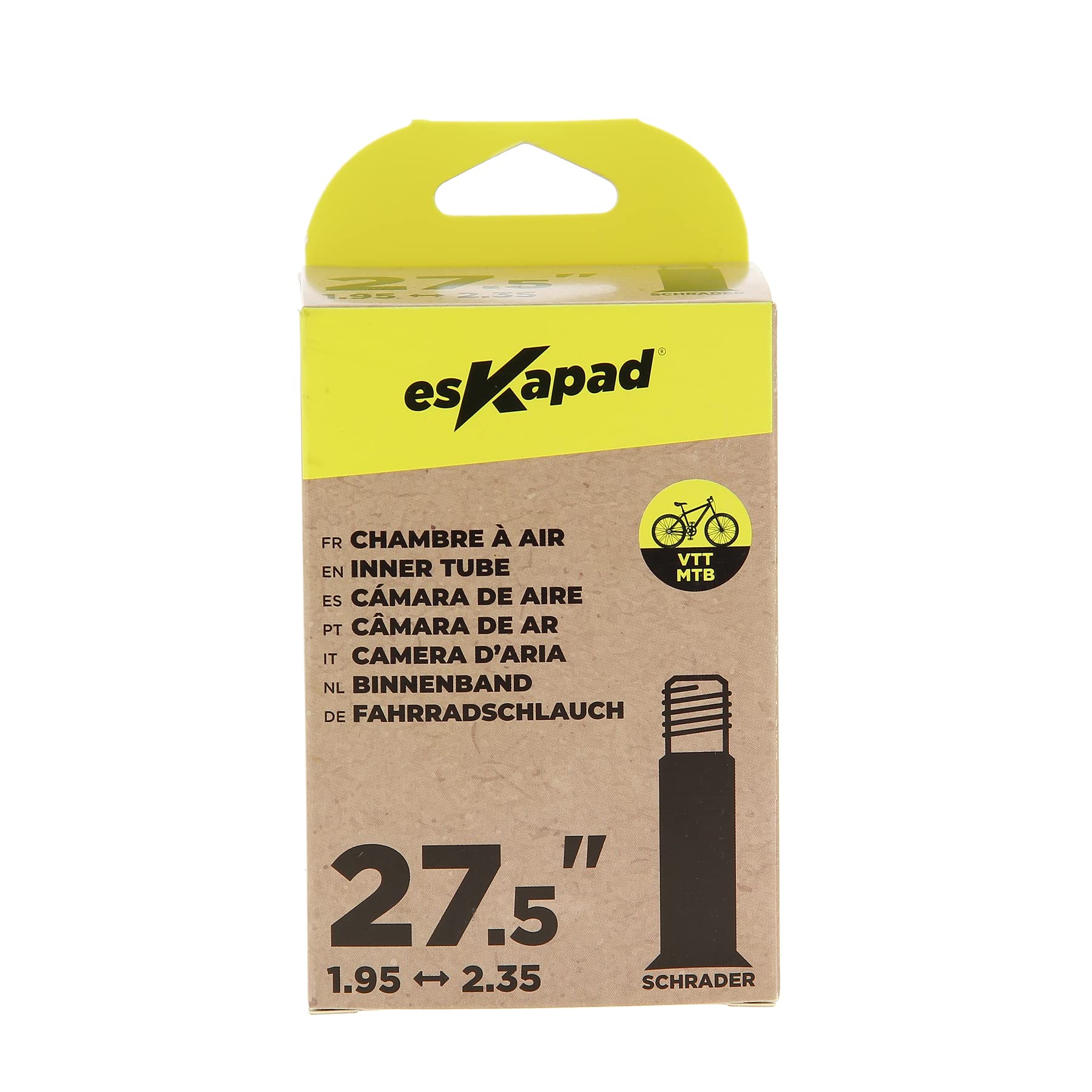 esKapad Mountain Bike Inner Tube 27.5 Inches x 1.95 to 2.35 cm Schrader Valve Unisex-Adult, Black, 27,5 pouces x1,95 à 2,35 - Image 2