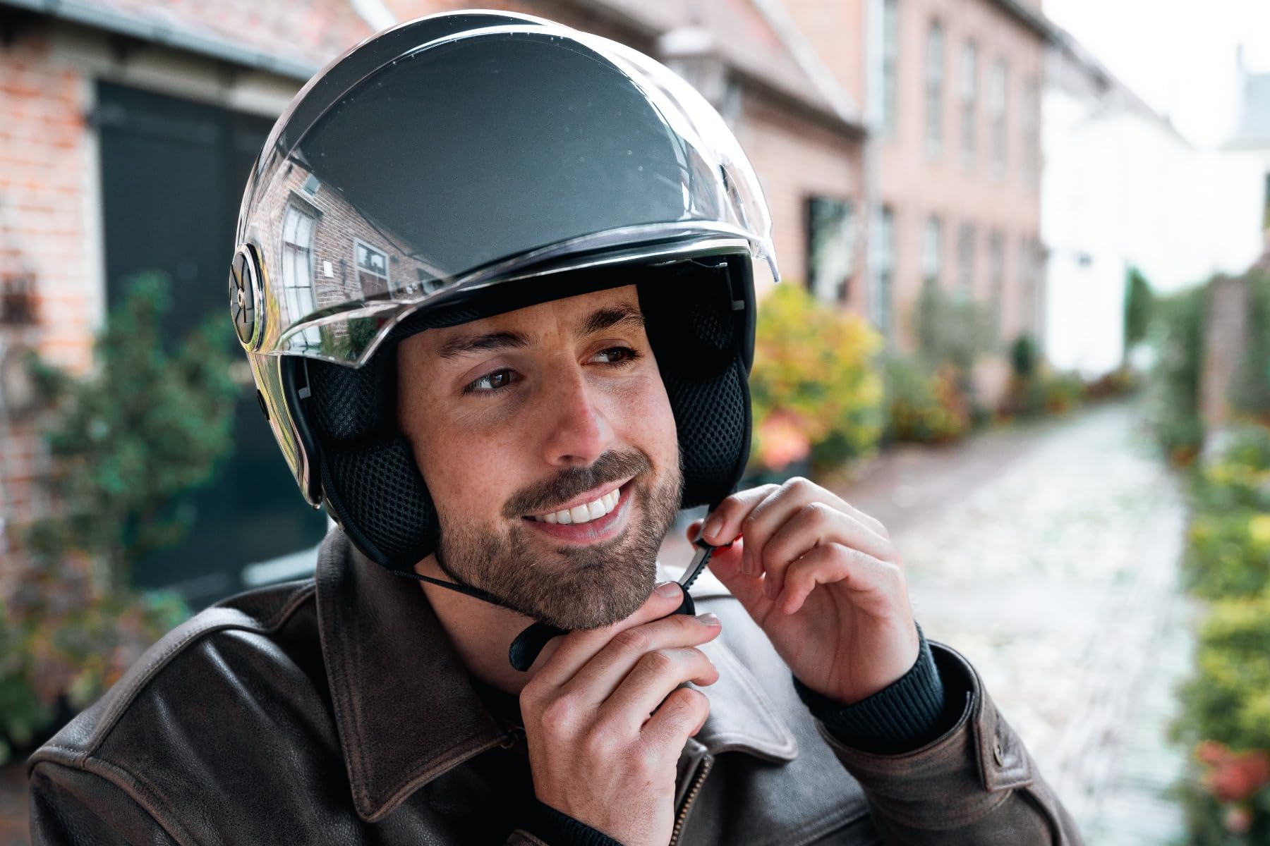 VINZ Tobia Casque Jet avec Visière Solaire et Visière | Casque de Scooter Moto / Vintage | Certifié ECE 22.06 | Tailles XS-XXL