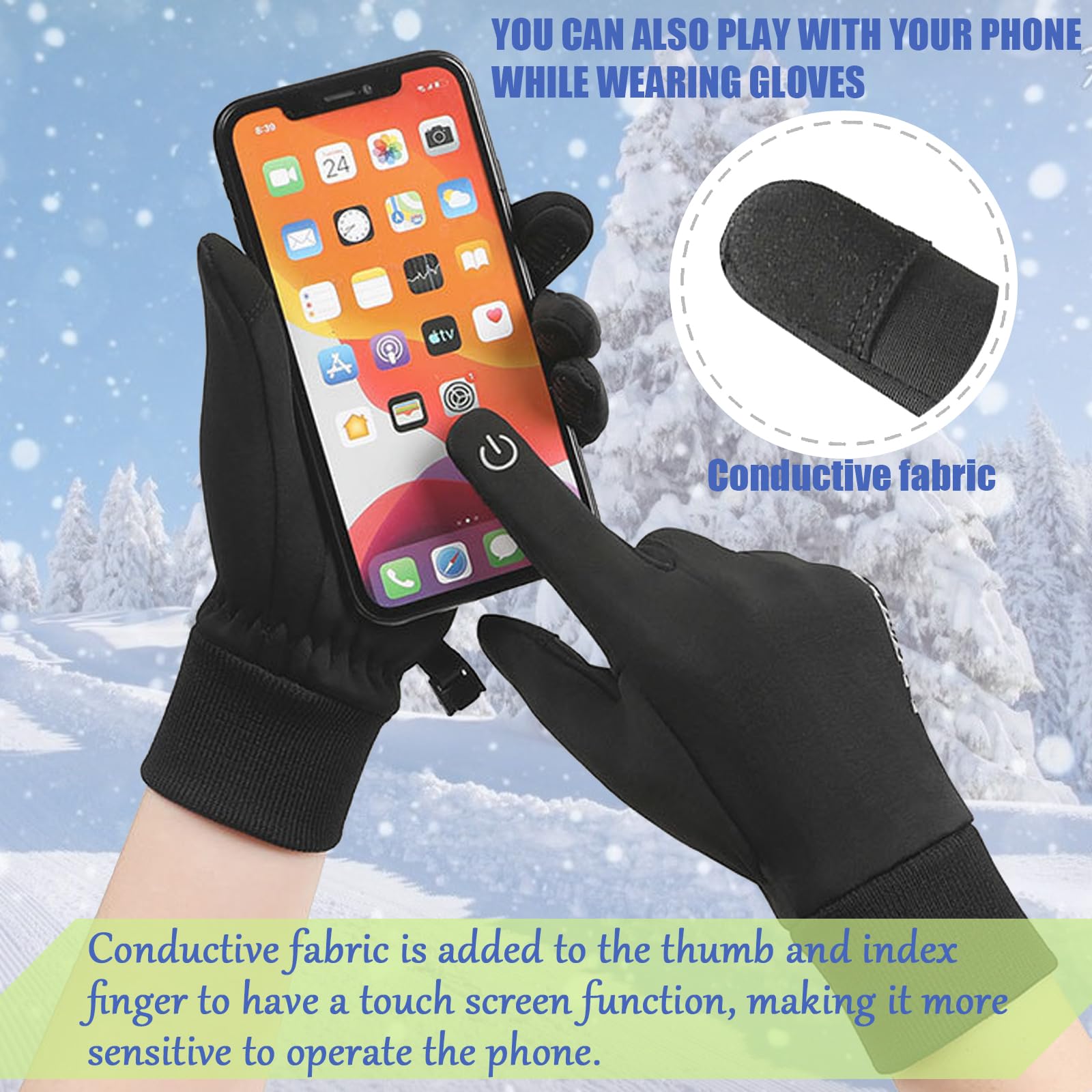 DKDDSSS 2 Pares Guantes de Ciclismo para Niños, Guantes Deporte de Invierno Termicos de Mitones de Pantalla Táctil Antideslizante para Correr Esquí Moto Bici Sport Ski Senderismo Accesorios