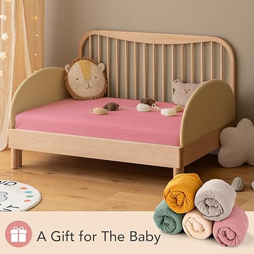 Miniatura 5 de PTRBTY&HISDE Sábanas de muselina para cuna para niñas, sábanas para cuna, sábanas para cuna, sábanas suaves para cuna, sábanas ajustables para bebé