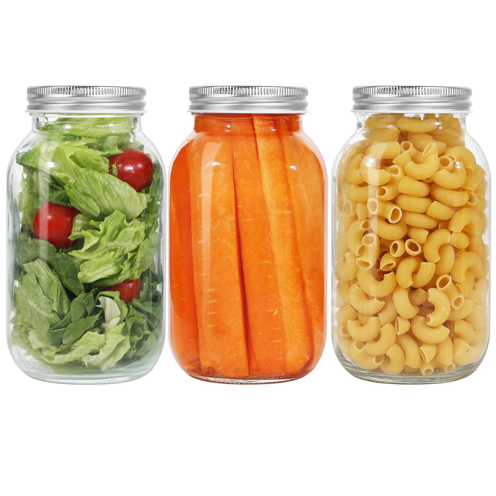 LIMILI Glass Jars with Lids, 3 Pack 1000ml/ 32 oz Multipurpose Mason Jars with Lids, Food Storage for Overnight Oats, Pickling, Canning, Preserving, Meal Prep — image 1