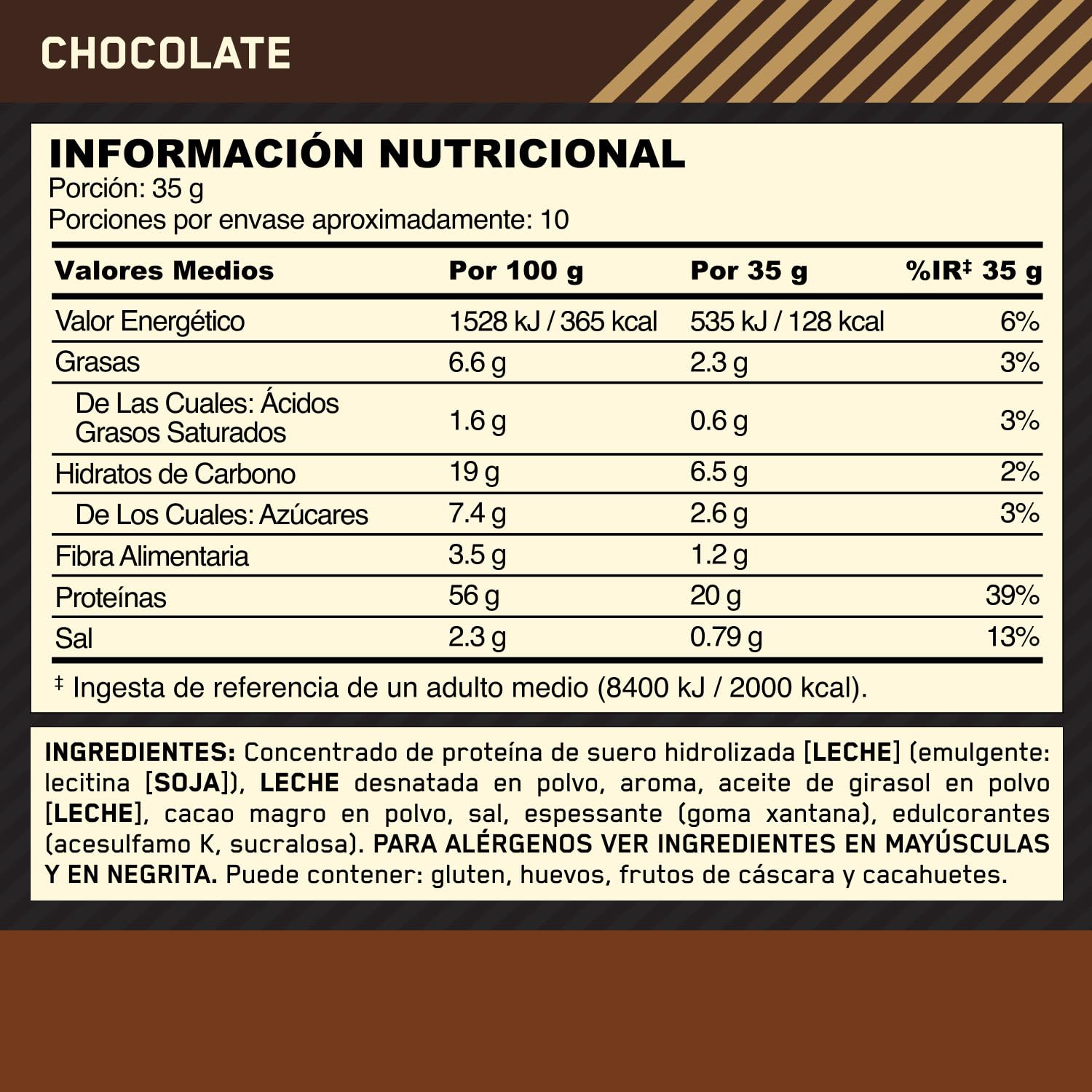 Optimum Nutrition Chocolate Caliente Proteico en Polvo, Sabor Chocolate, 350g, 10 Servicios