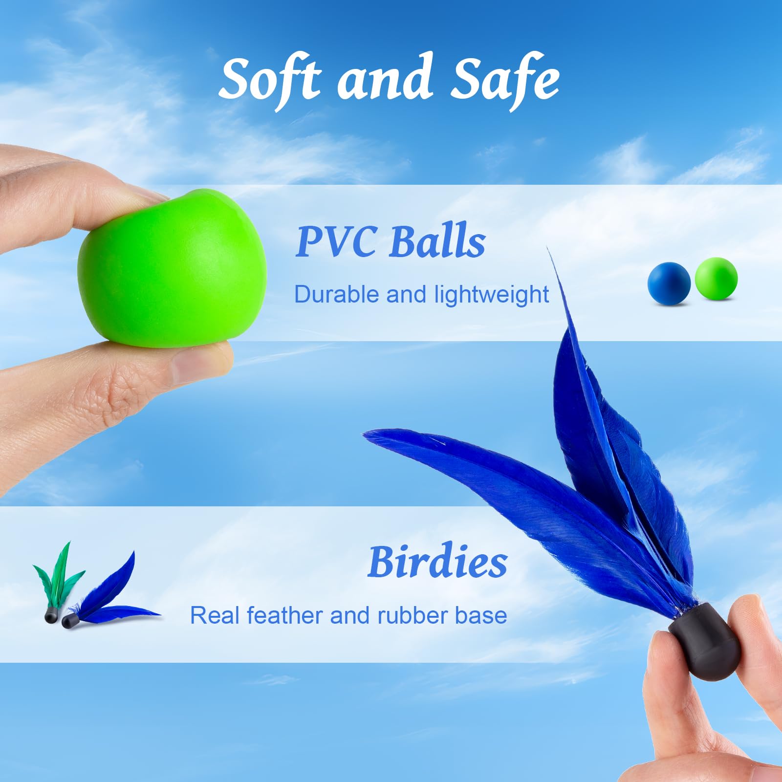 Vastoy Kids Wooden Paddle Ball Set, Lightweight Beach Bat and Ball - Image 3