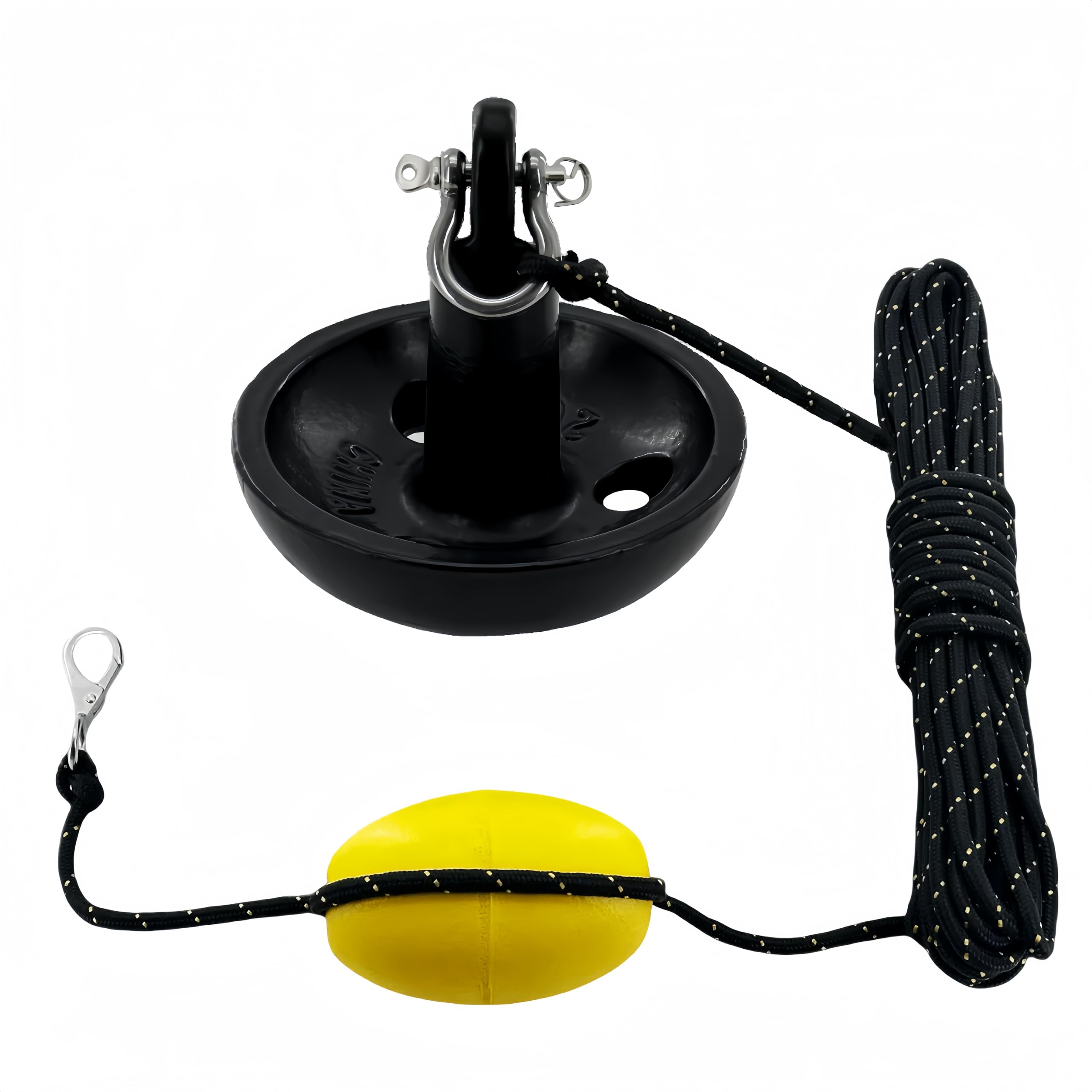 XIALUO Marine Mushroom Anchor Kit 20 lb Black PE Coated Kayak Anchor Accessories with 50 ft Rope for Fishing Kayaks, Canoe, Jet Ski, SUP Paddle Board