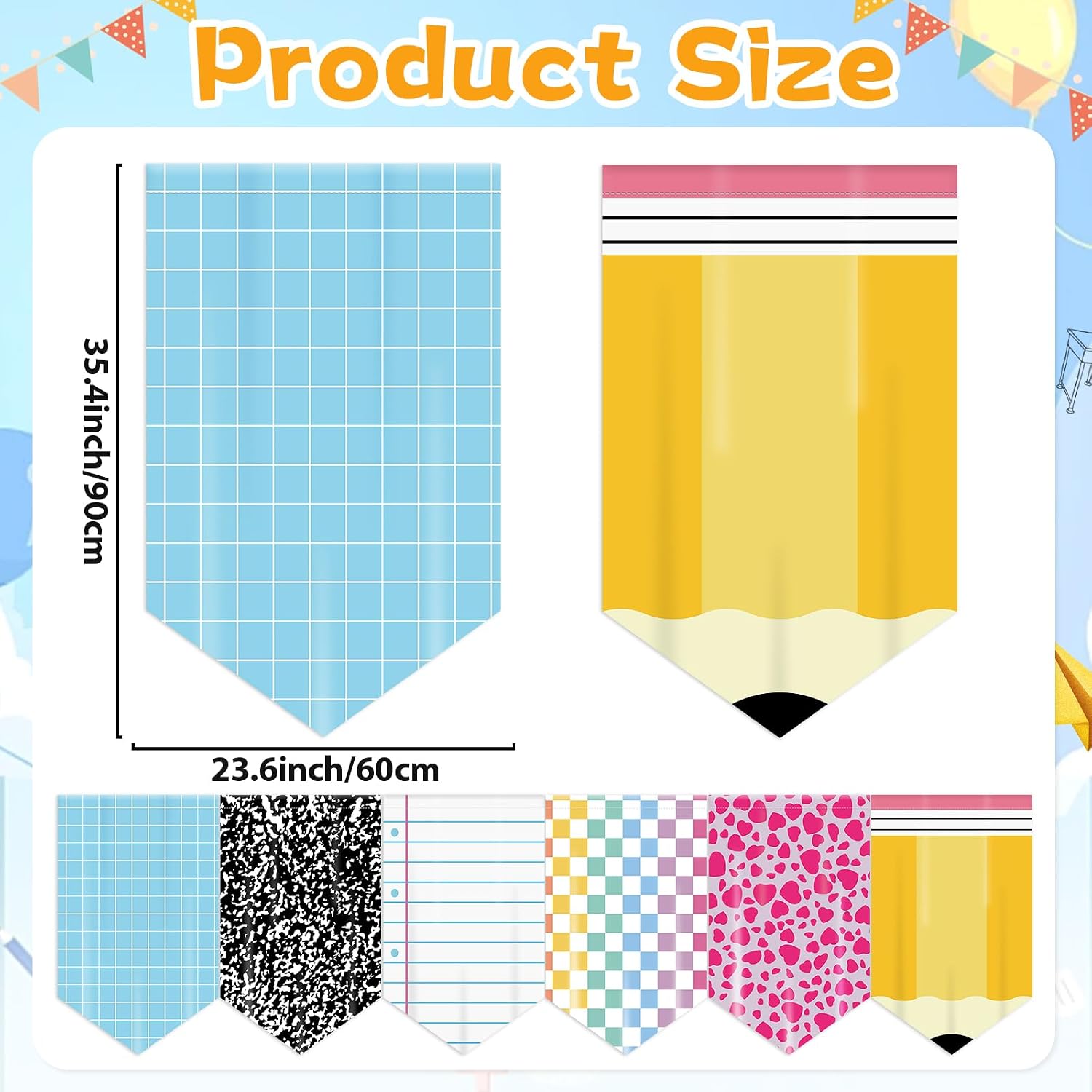 6pcs Composition Classroom Curtains Back to School Classroom Decorations Composition Notebook Darkening Window Curtain First Day of School Valance Curtains for Bedroom Playroom Room Decor 36" x 24"
