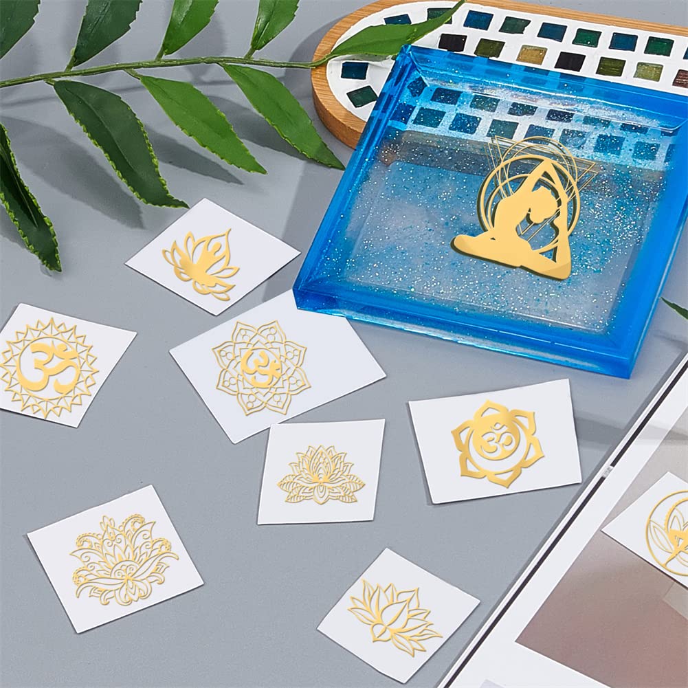 Amazon.co.jp: OLYCRAFT 9枚 金属ステッカー レジンステッカー ヨガ 蓮
