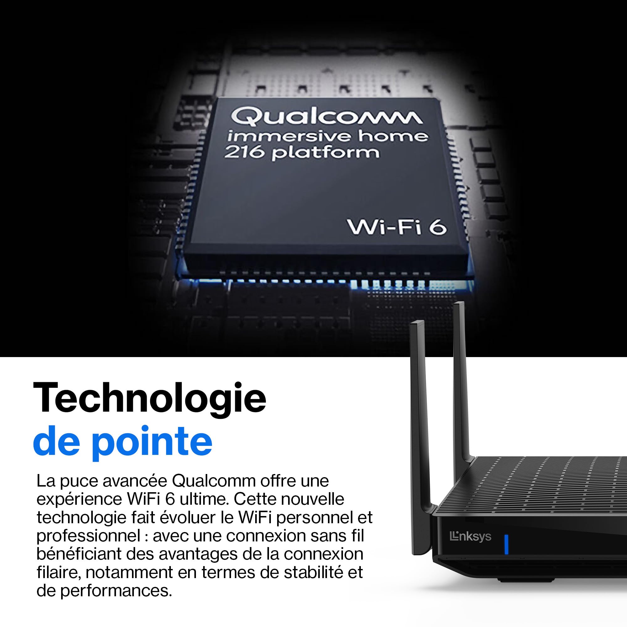 Linksys Routeur WiFi 6E Mesh Triple Bande Hydra Pro 6E (pour Jeux, 8 Flux, Bande 6 GHz, débit Jusqu’à 66 Gbit/s, Couverture de 250 m2, Plus de 55 appareils, Fonctionne avec Velop Mesh)
