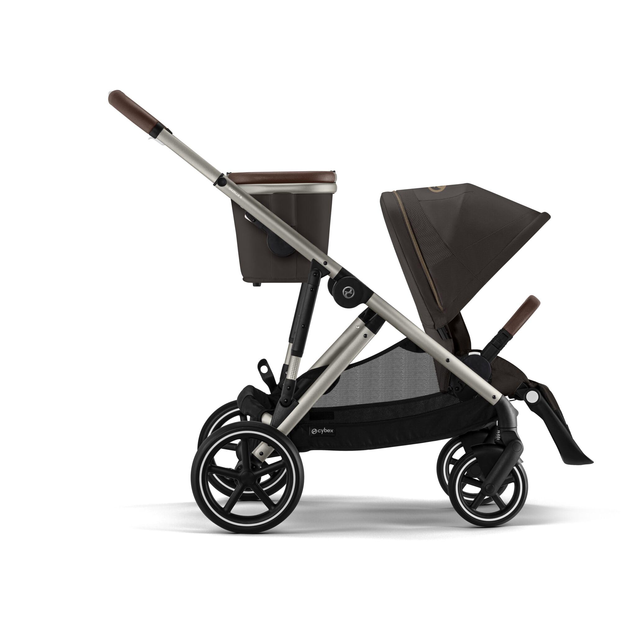 CYBEX Poussette Gold GAZELLE S, De la naissance à environ 4 ans, Max. 22 kg (mode simple) / 2x 22 kg (mode duo), Système tout-en-1 avec 20+ configurations, Brun chocolat