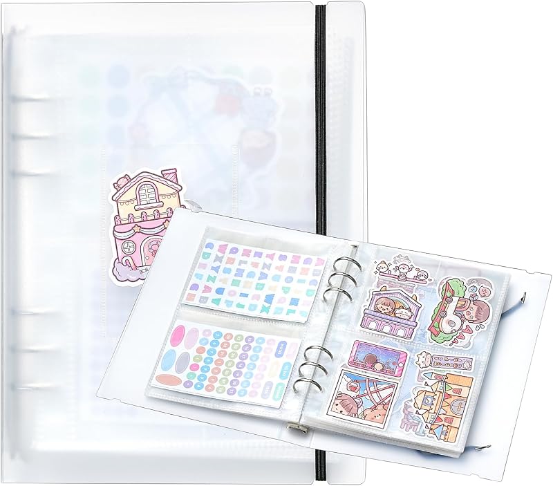 1pcs A5 Sticker storage Album,sticker organization Collecting Book Binder sleeves for planner stickers organizers collector recipe cards (3 different sized pockets)