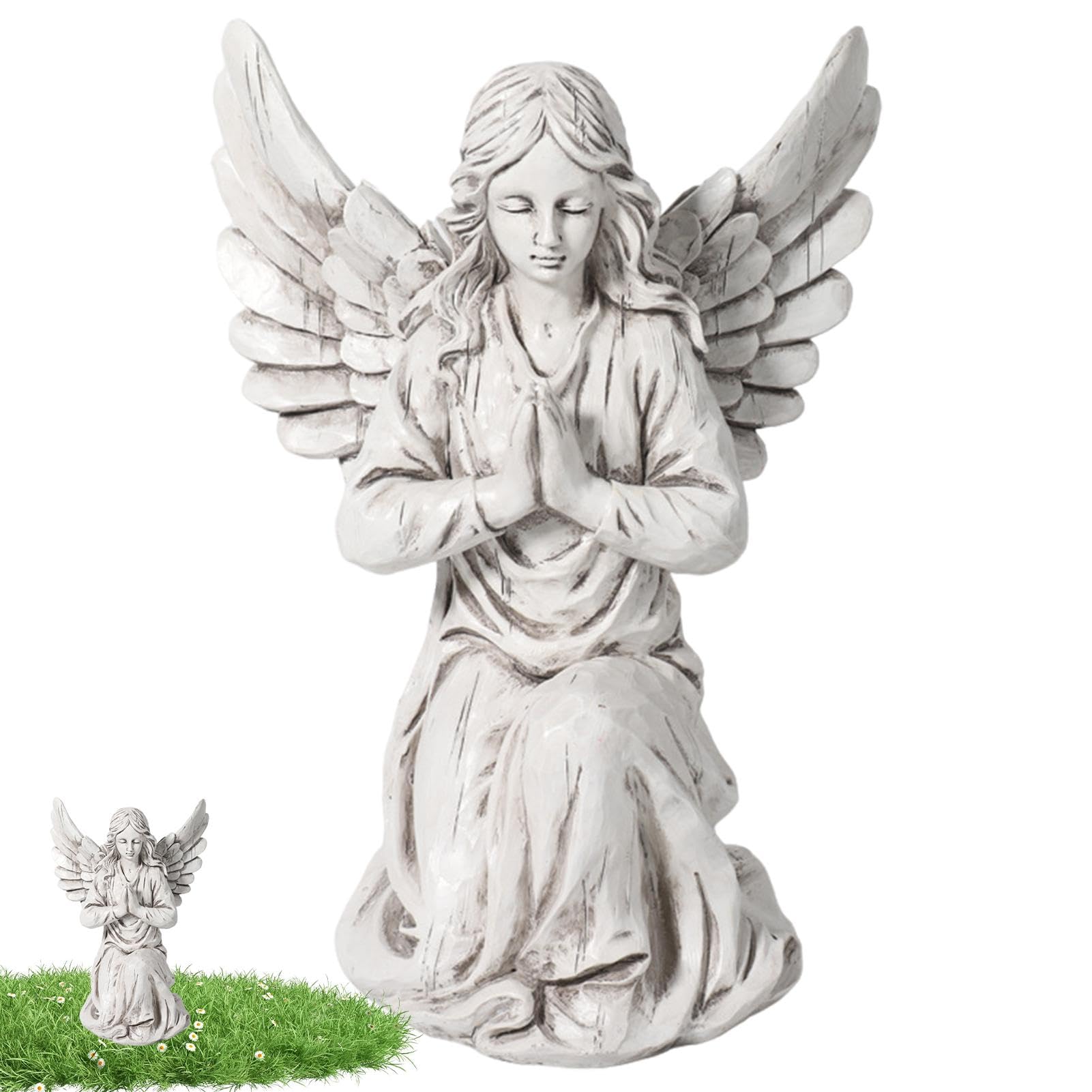 Statua anio?a, europejska dekoracja anio?a z ?ywicy, religijne pos?gi ogrodowe, figurka anio?a zewn?trz, pó?nocnoeuropejska dekoracja patio, trawnik, podwórko, werand?