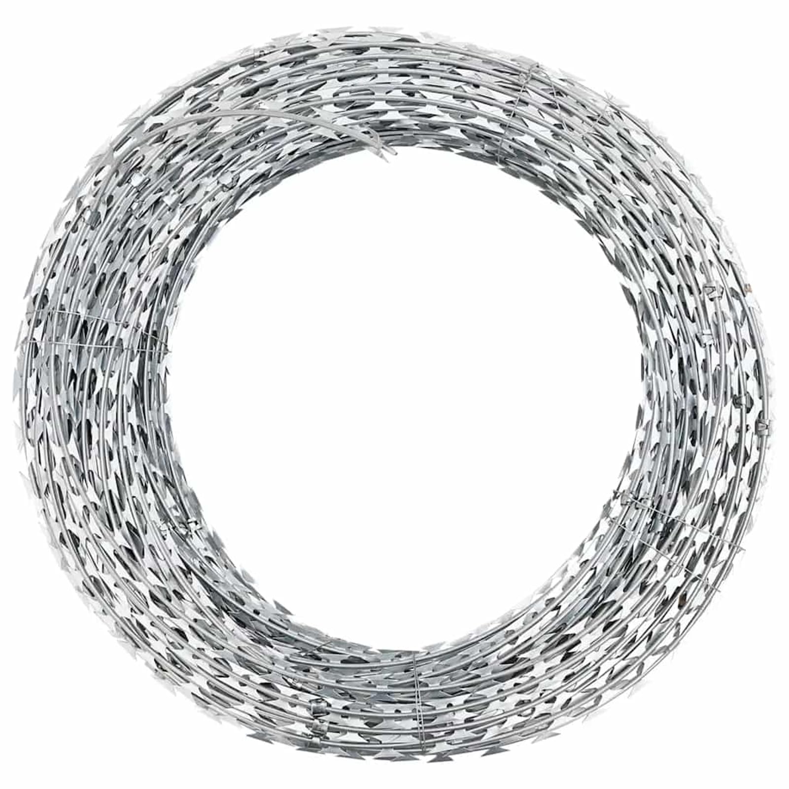Filo Spinato BTO-22, per sicurezza recinzioni esterne, 100 m allungato 9,45 m a spirale, acciaio zincato, lame 22x15 mm, interasse 34 mm, per giardini, proprietà commerciali e strutture governative