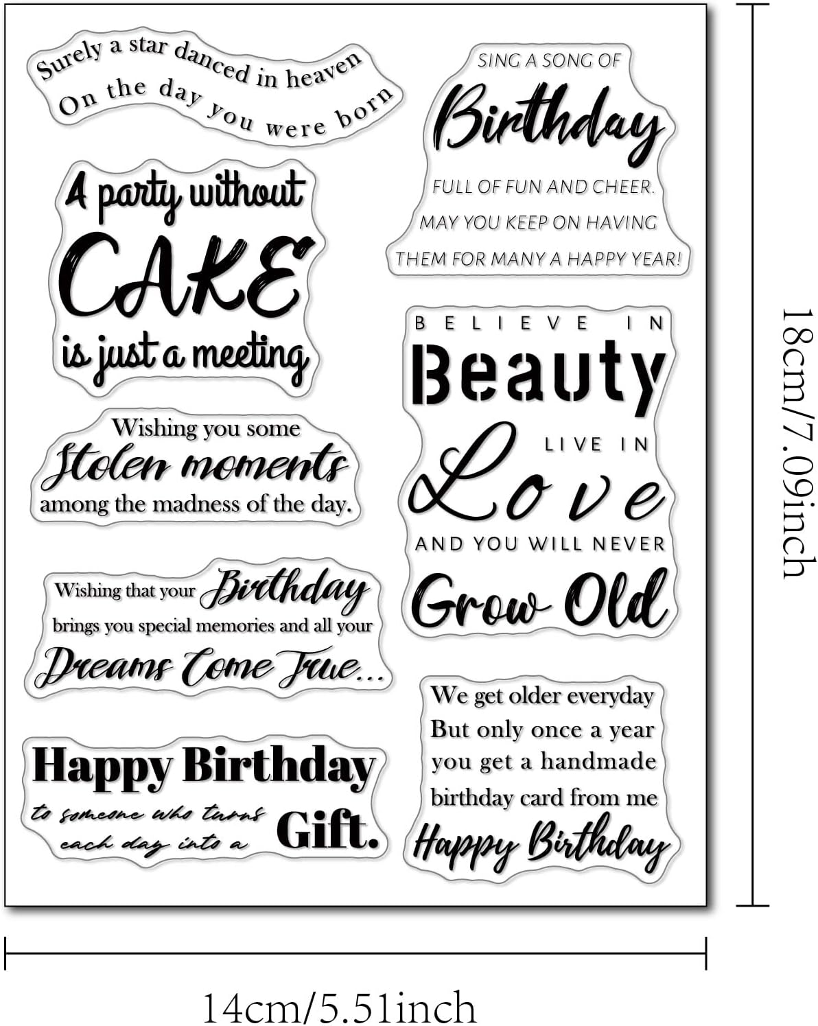 4sheets/lot Birthday Sentiment Clear Stamps for Card Making and Journaling,Sentiment Silicone Stamps Happy Birthday Sayings Rubber Stamps for Gift Tags Paper Crafting Scrapbooking Decor