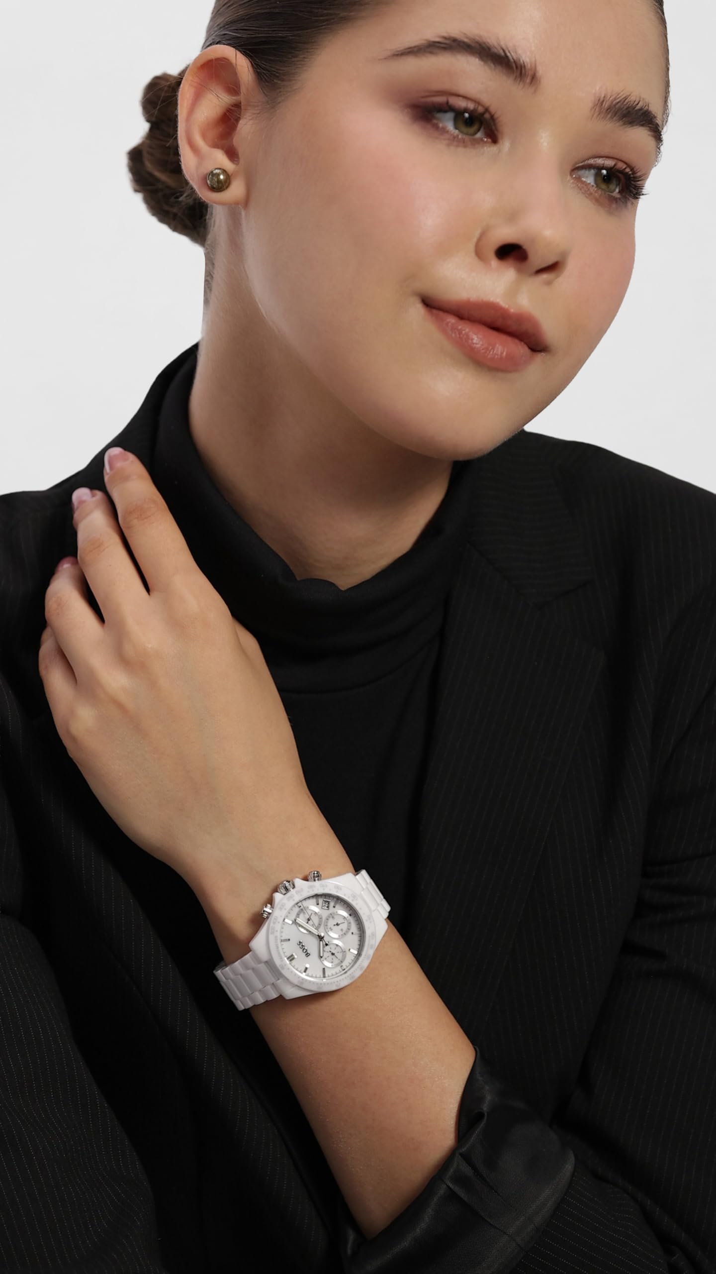 BOSS Multi Zifferblatt Quarz Uhr für Damen Kollektion Novia mit Edelstahl oder Keramikband