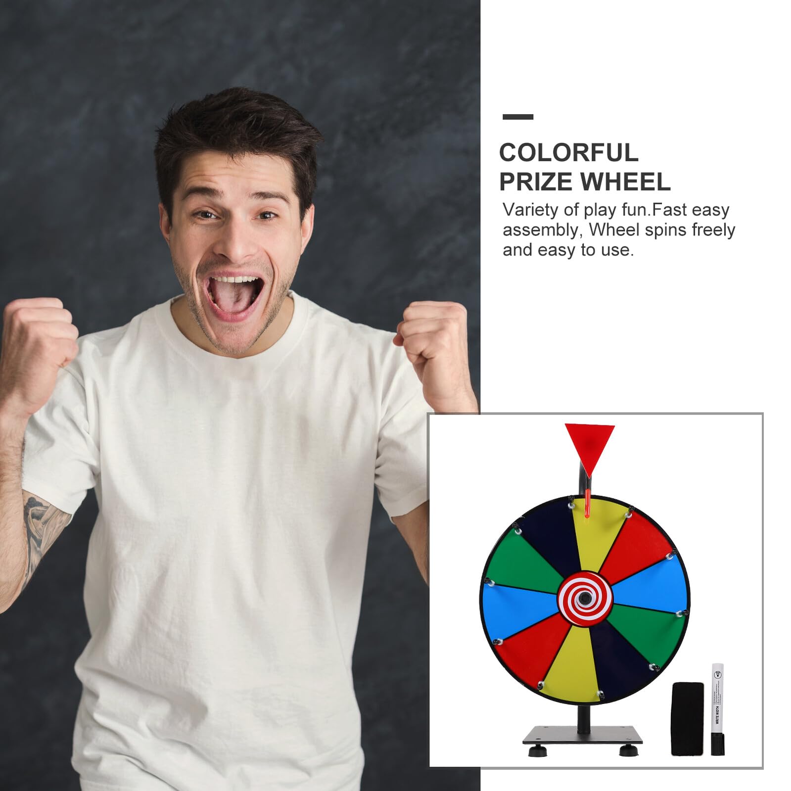 TOYANDONA Roue des Prix Colorée Légère en Acier Inoxydable et Plastique, Portable Assemblage Facile, pour Fêtes et Salons Professionnels