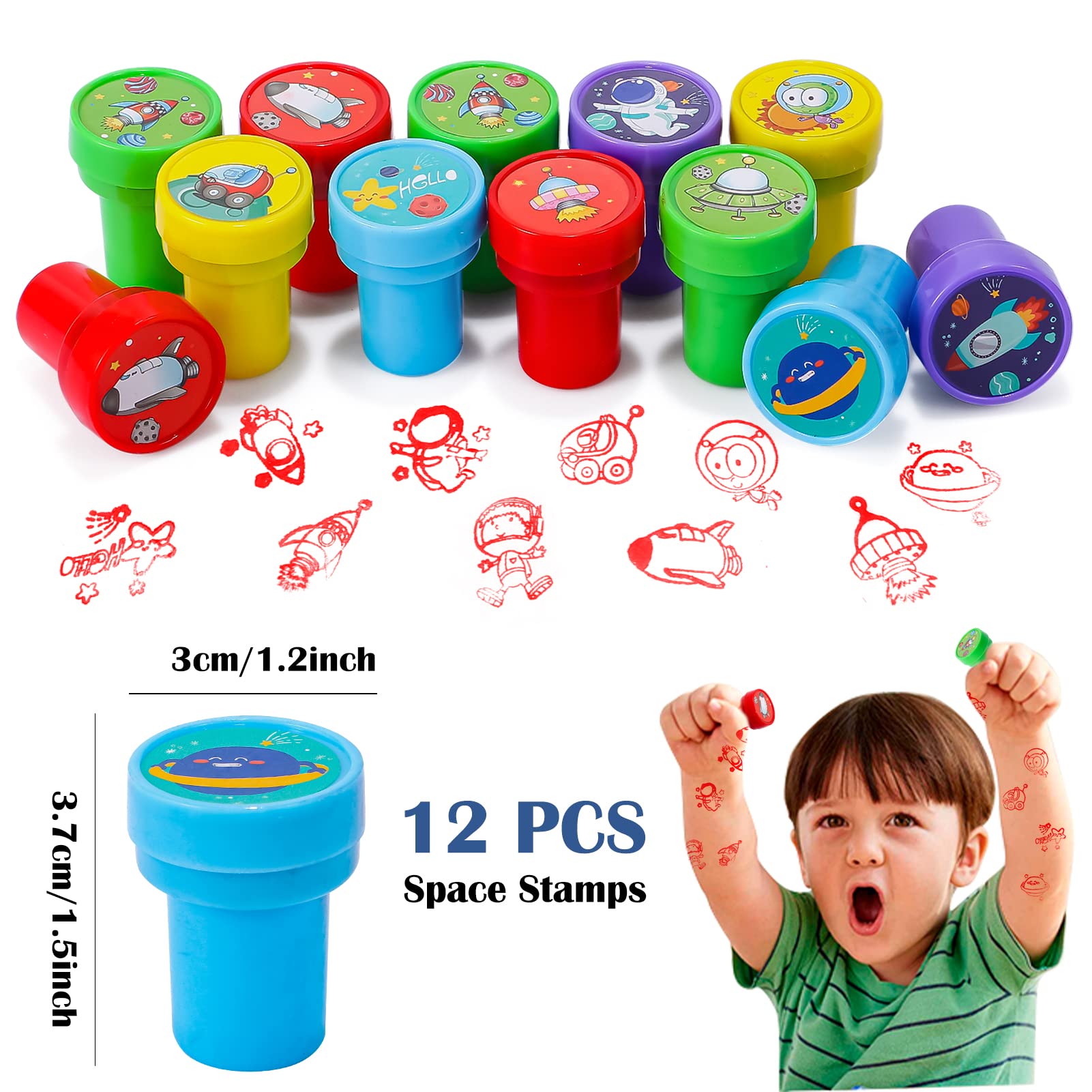 72 Pcs Faveurs Anniversaire Espace | Cadeaux Garçons | Stylo Invisible, Tatouages Lumineux