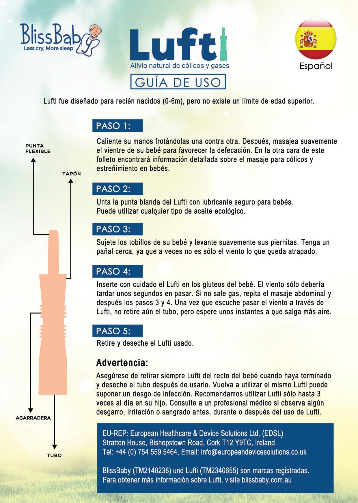 BlissBaby Lufti Alivio instantáneo natural de cólicos, gases y estreñimiento para bebés x 10