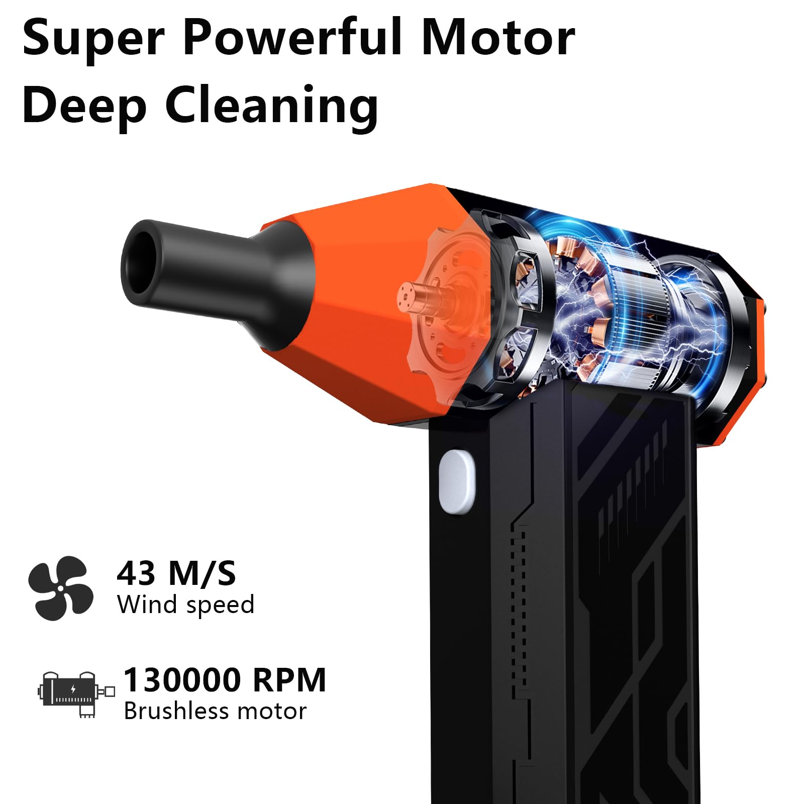 Plumero de Aire Comprimido-130000RPM Plumero de Aire Eléctrico para PC&Limpieza de Teclado，4-Velocidades Turbo Ventilador Inalámbrico Recargable Reutilizable Blaster de Aire Comprimido para Coche, Cam