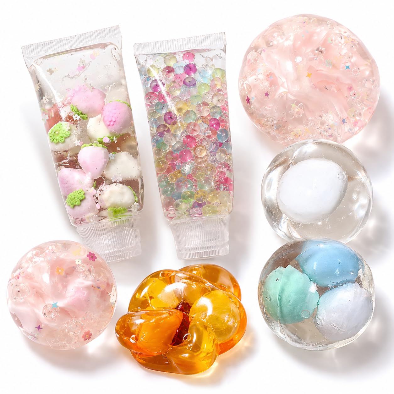 Adornos sensoriales rellenos de gel transparente