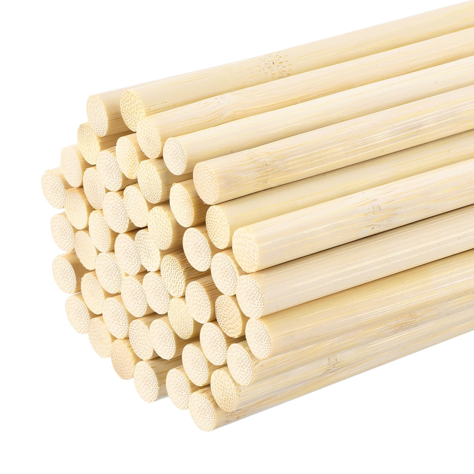 sourcing map Wooden Dowel Rods, 3/8 x 16 Inch Round Dowel Rod Wood Sticks Bamboo Stick for Arts Crafts Photo Booth Props DIY Building Model, 50 Pack