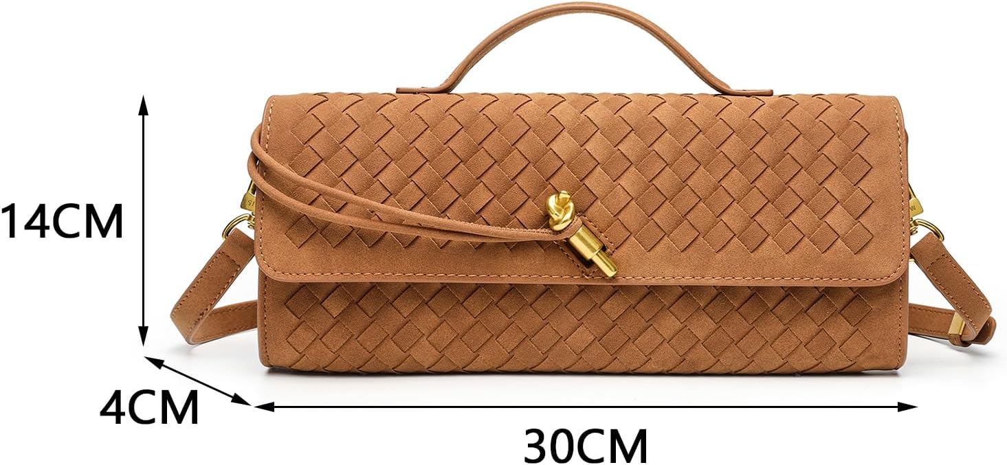 Trendy Woven Evening Clutch Purses Suede bag Women Underarm Shoulder Handbag Vintage Satchels Crossbody Purse - Image 6