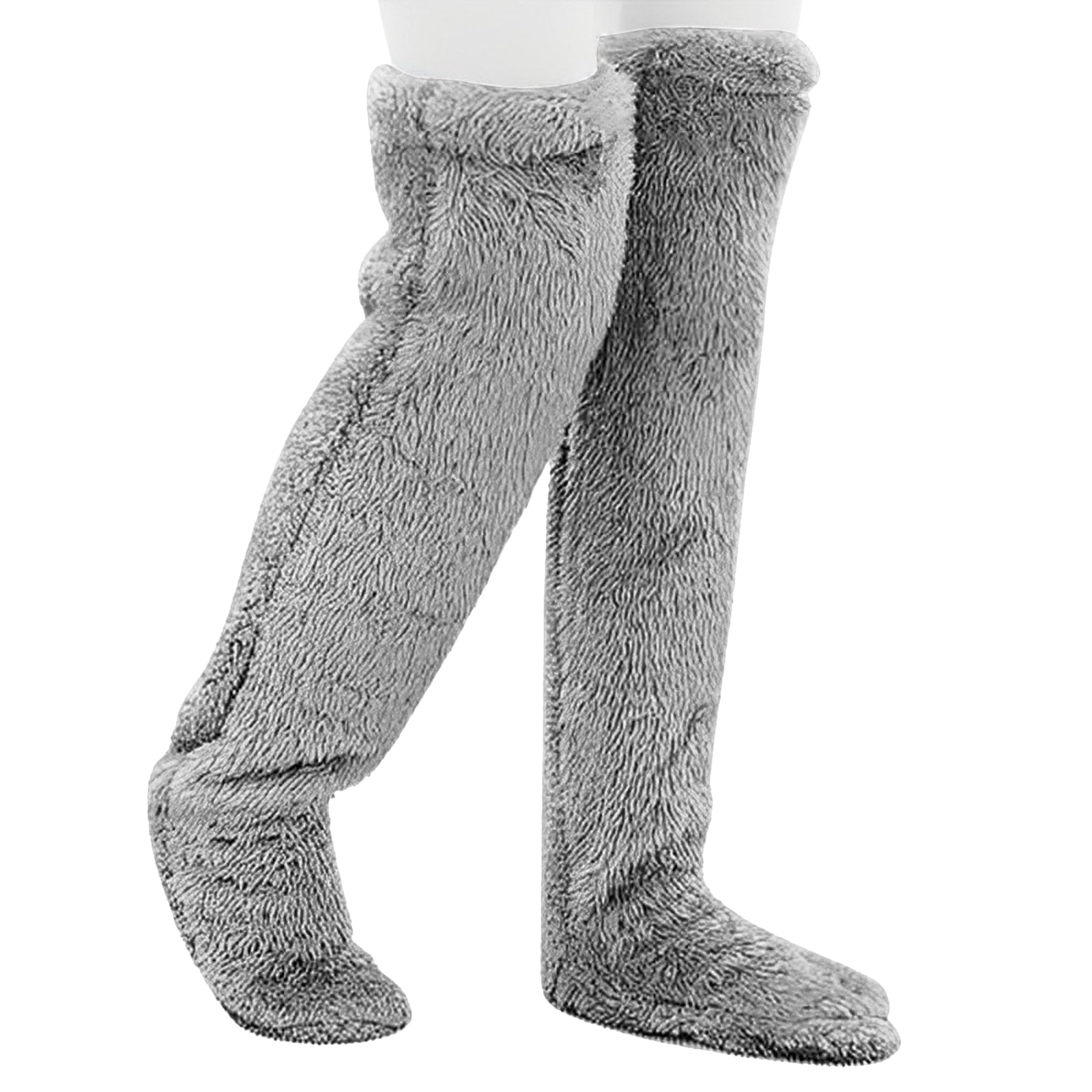 Wanheart Over Knee Lightweight Fuzzy Socks Plush Slipper Stockings Cozy Leg Warmers for Men Women Home Lounge Sleep