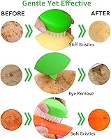 Vista 2 de Paquete de 2 cepillos verdes seguros para verduras, cepillo para frutas y verduras, cepillo de limpieza de verduras para cocina, sin BPA