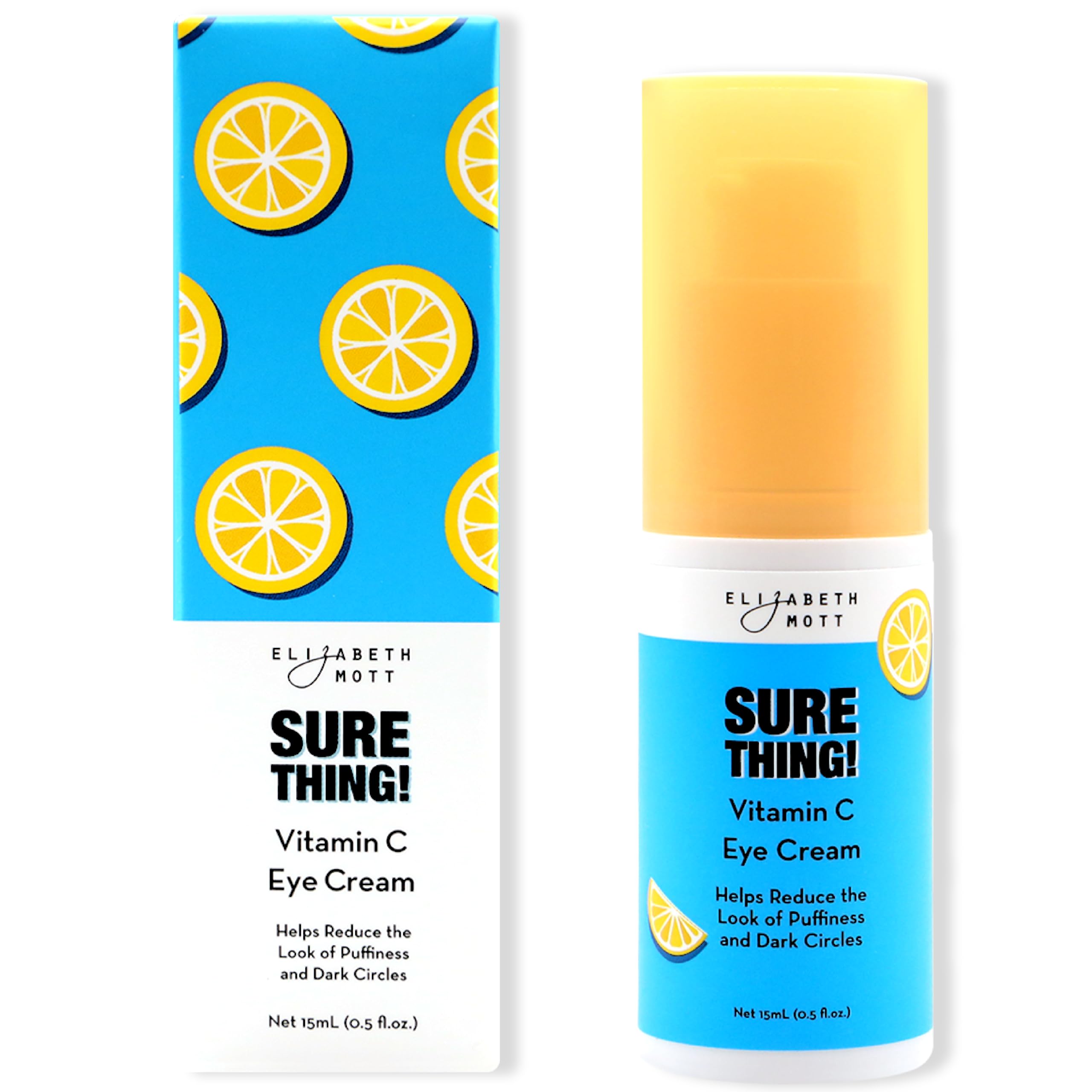 Elizabeth Mott Sure Thing Vitamin C Eye Cream – Hydrating & Brightening Eye Treatment for Dark Circles and Puffiness – Vegan, Fragrance-Free, Cruelty-Free Skincare – 15ml (0.5oz)