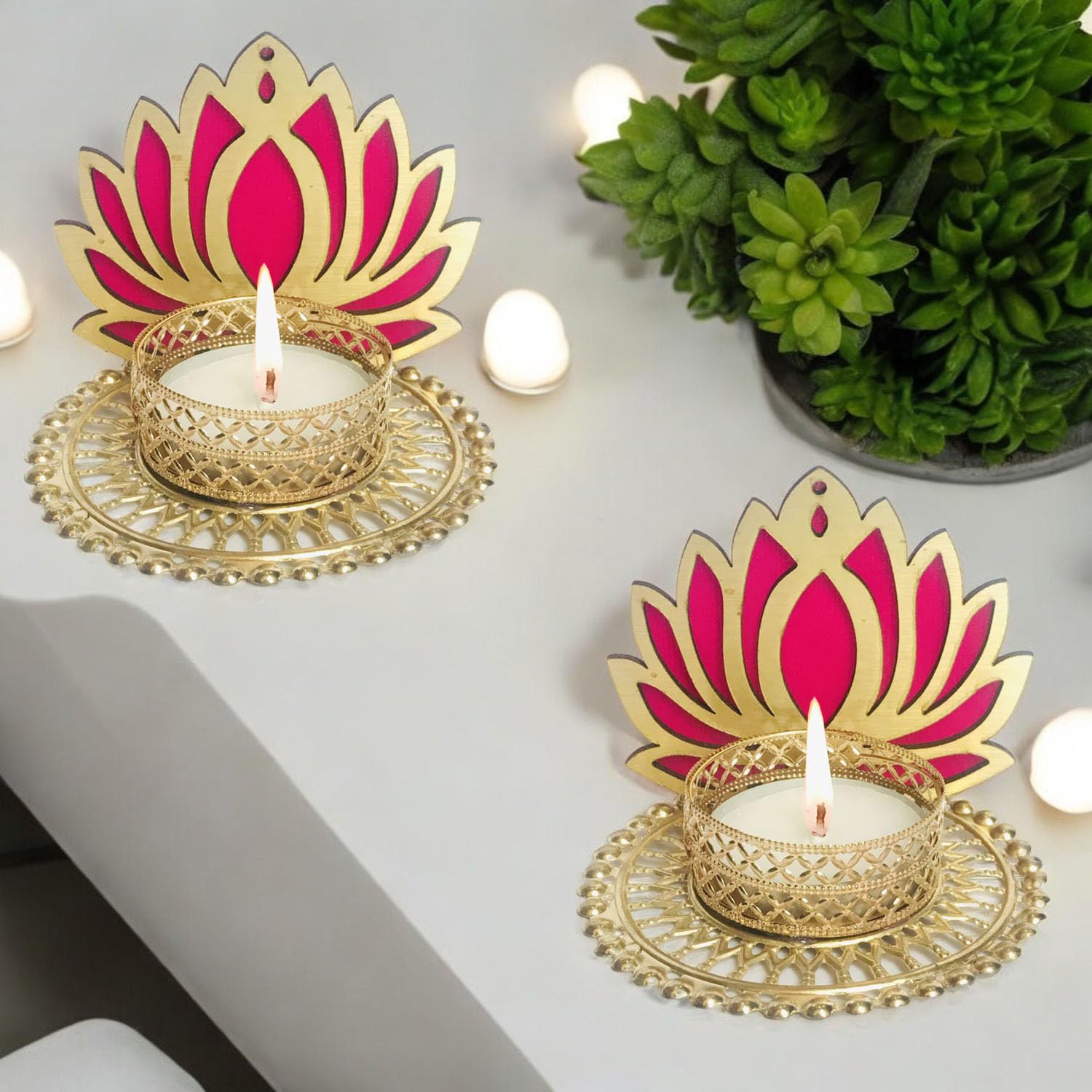 Gadinfashion™ Handmade Louts Tealights Candle Holder Diwali Decoration/Home Decoration/Festive Decoration Set of 2, Multicolor (B0CG35N9CT) Amazon Price History, Amazon Price Tracker