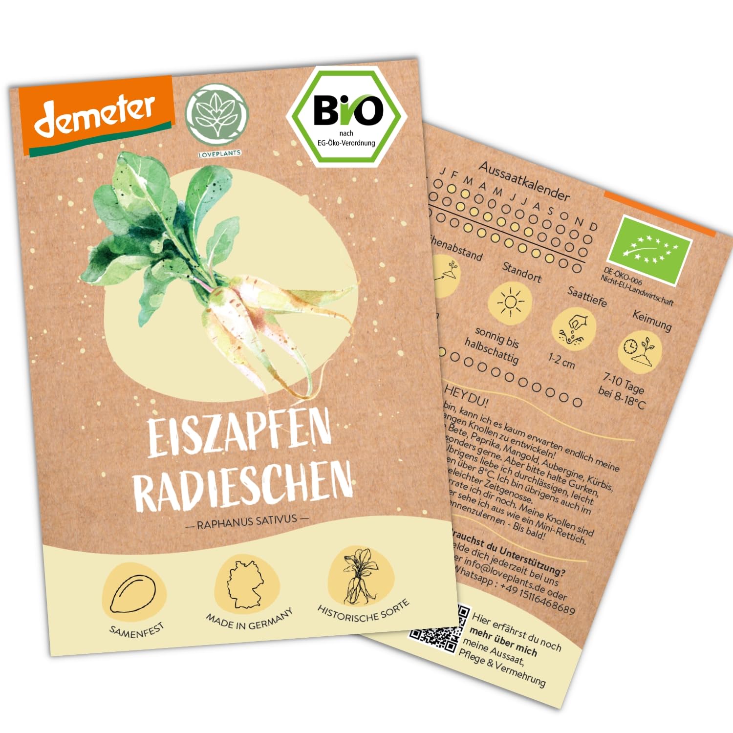 BIO Radieschen Samen, hohe Keimrate & EU Organic, für Balkon & Gewächshaus – alte Gemüsesorten von LOVEPLANTS