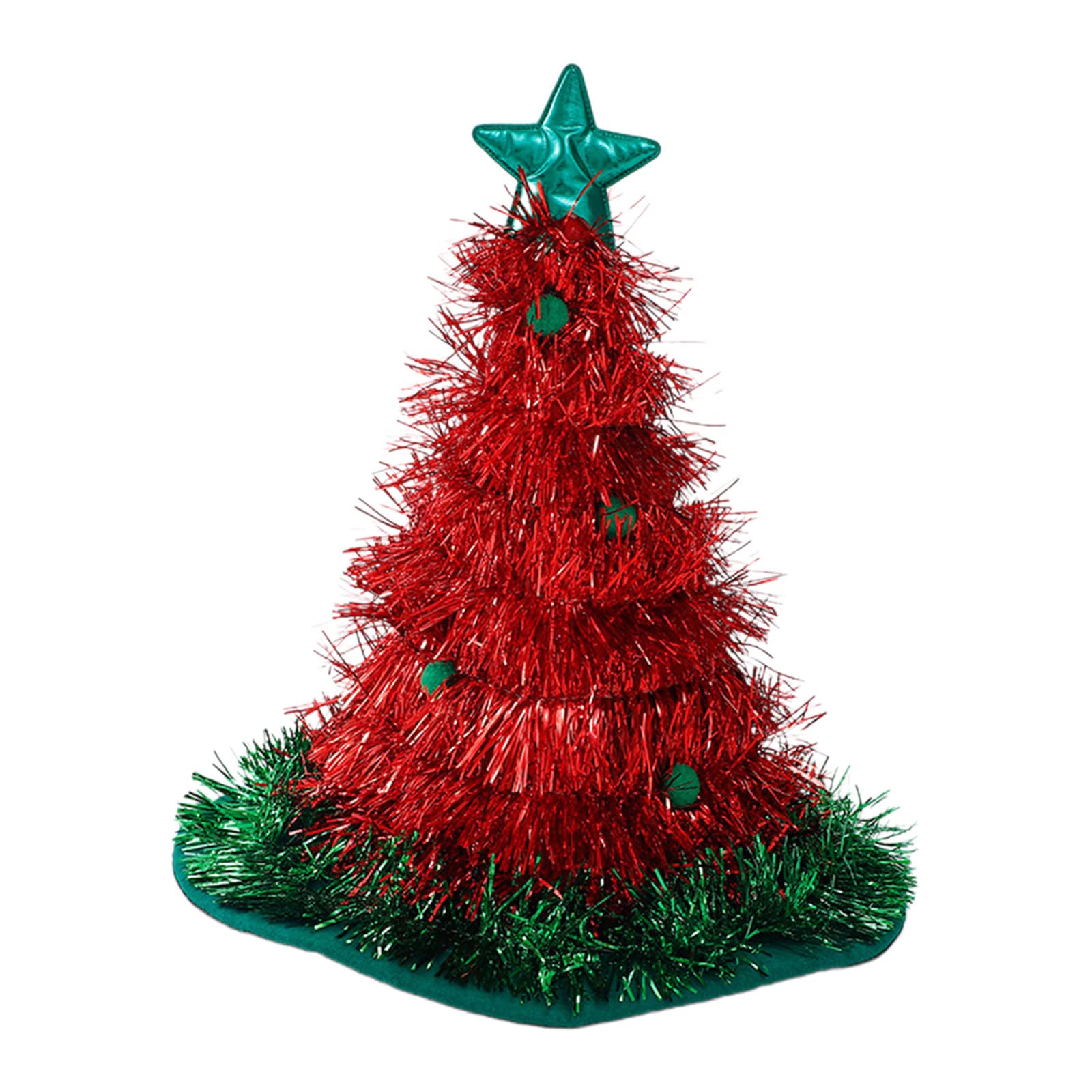Tsophreniq Tinsel Christmas Tree Hat Green Hat Funny Santa Hats Cosplay Party Costume for Adult for Adult Knitted Hats Adults Colorful Windproof Funny Adults Cosplay Santa