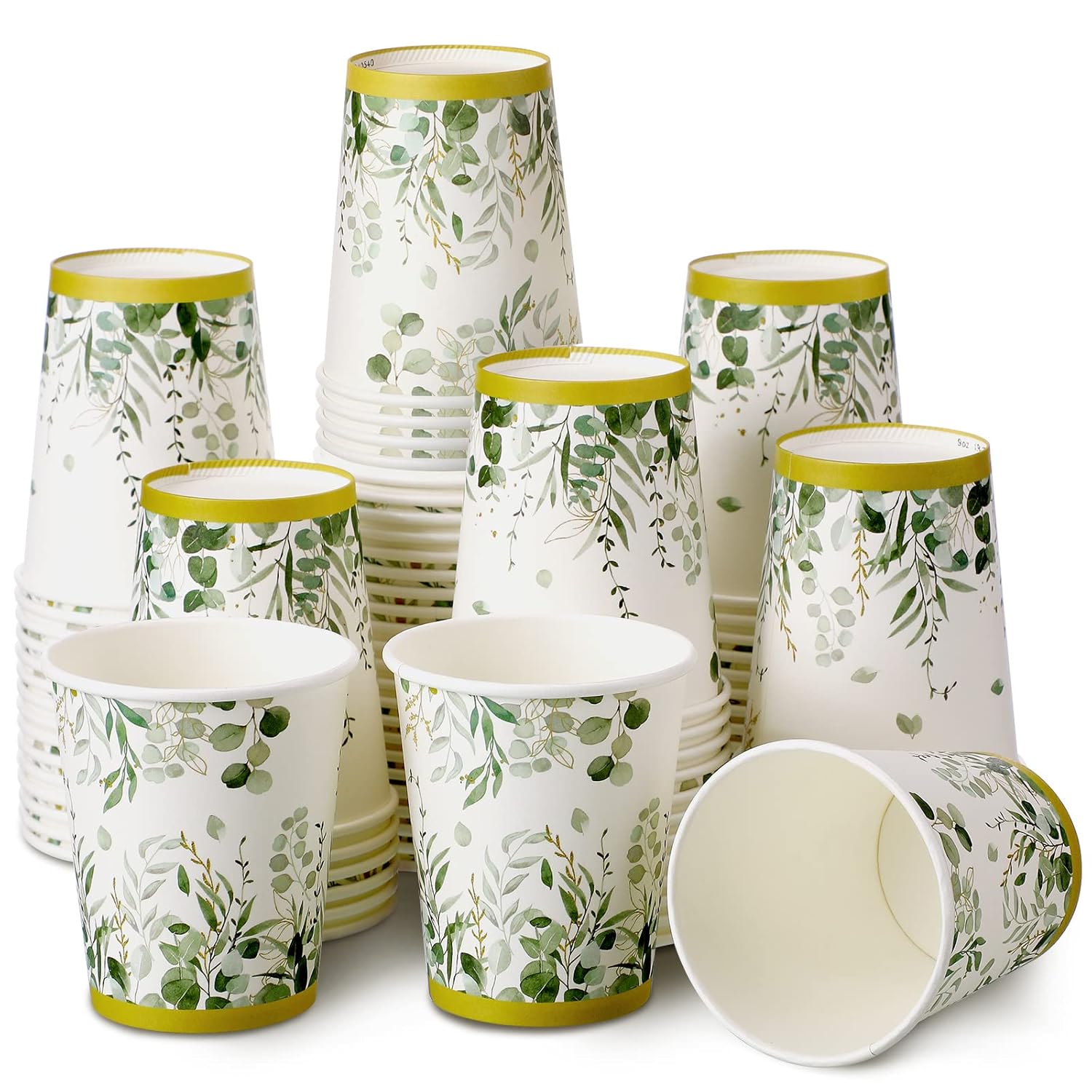 64 Pcs Eucalyptus Cups Eucalyptus Disposable Paper Cups Greenery Paper ...