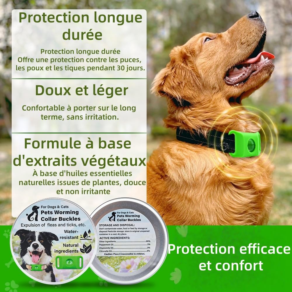 aquality Pets Collier antiparasitaire, Super Élastique, Adapté aux Chiens de Toutes Tailles, Anti - Puces et Tiques, sans Contact Direct avec La Peau