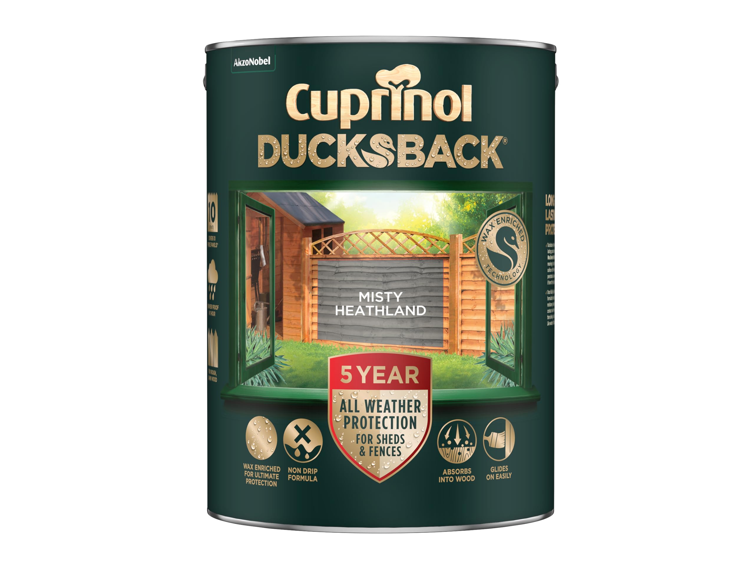 Cuprinol 5 Year Ducksback Misty Heathland 5L Fence & Shed Treatment