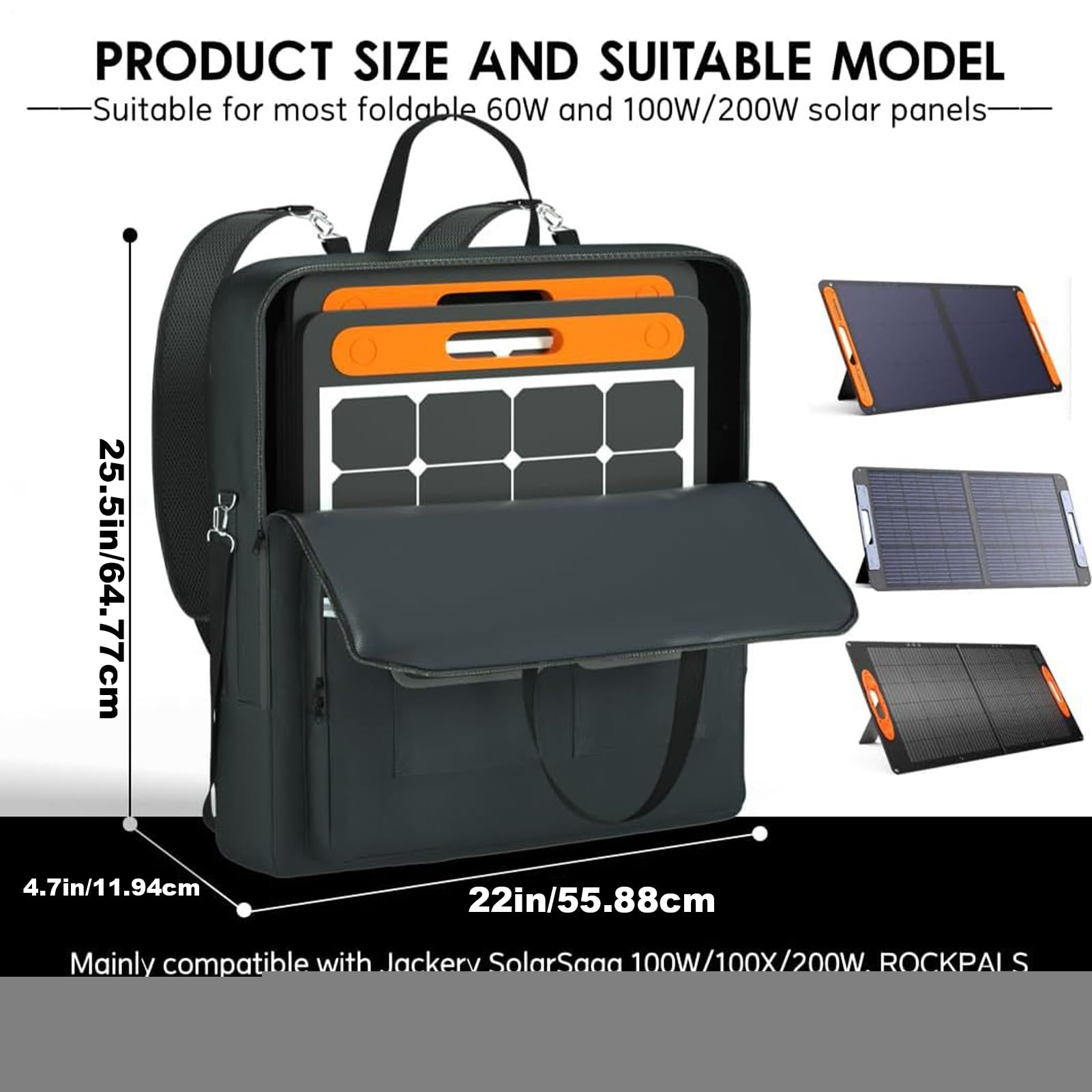 Generisch Borsa con pannello solare, a 2 , 100 W, 100 x 200 W | con manico, per vacanze, campeggio, escursioni in montagna