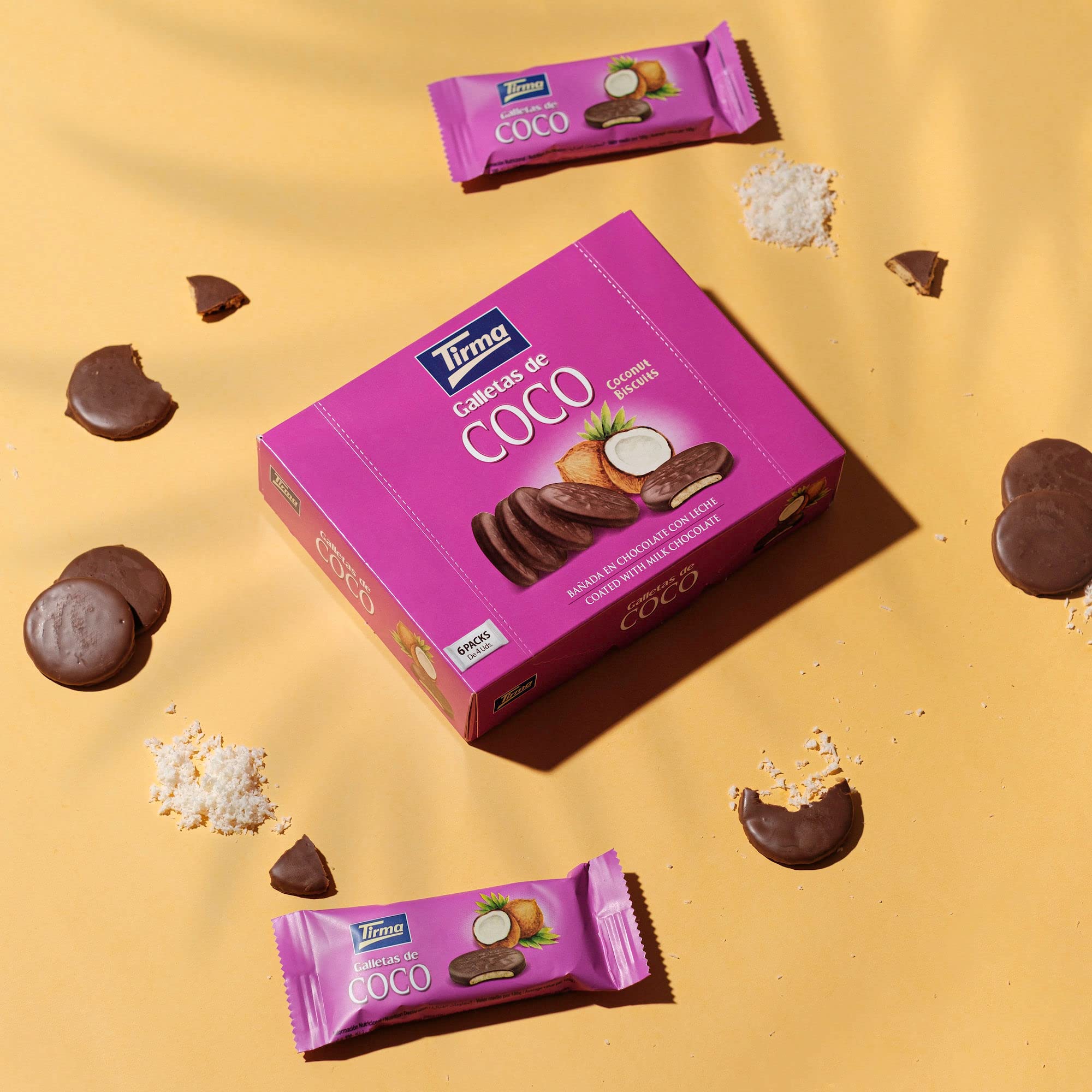 Tirma Galletas con Coco Bañadas en Chocolate con Leche 200g Snack Dulce Canario