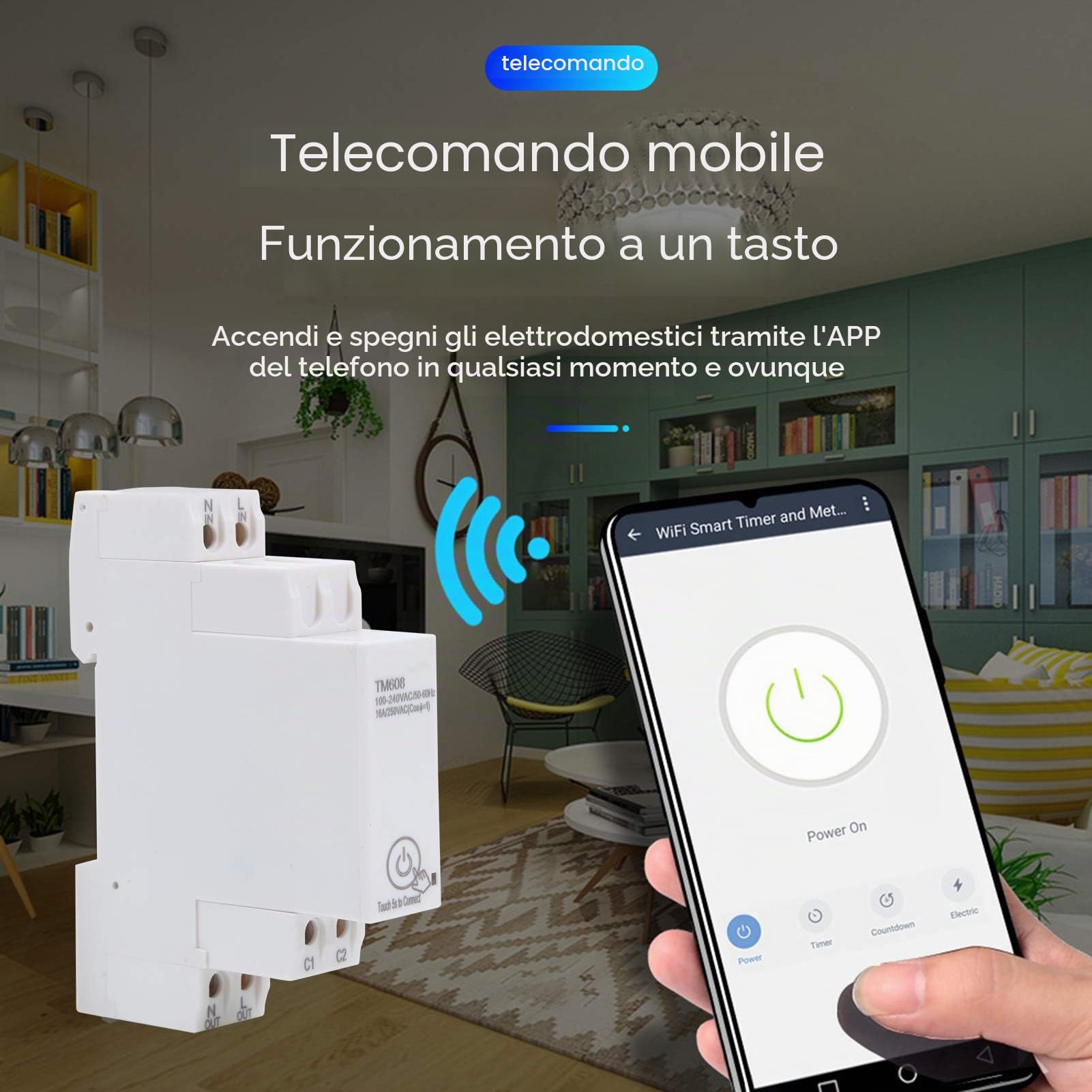 Contatore Energia Smart WiFi 16A Monofase Misuratore KWH Guida Din App Controllo