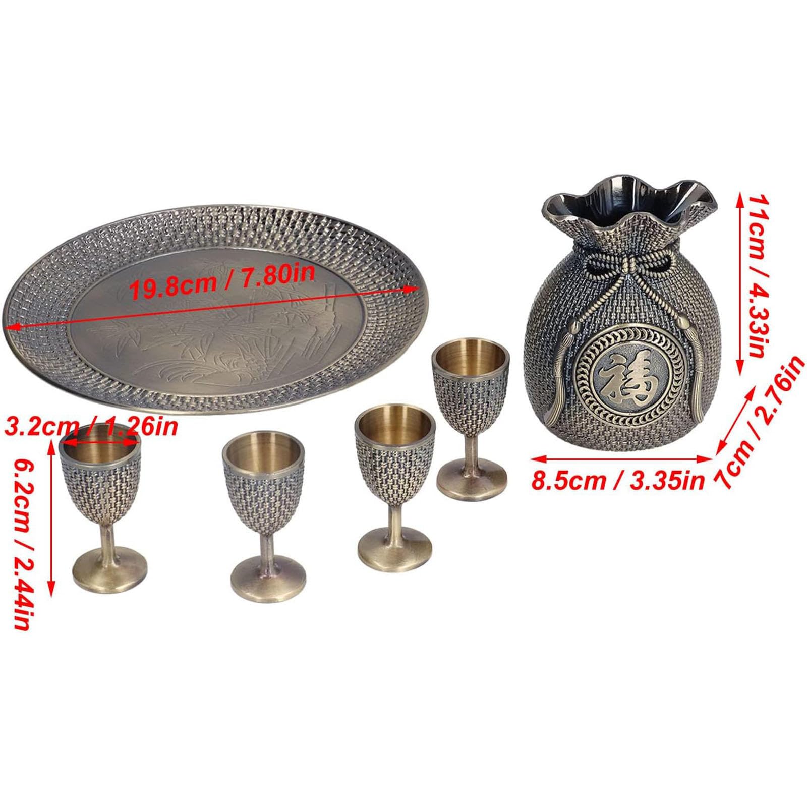 Zestaw Do Herbaty Tureckiej, Metalowy Zestaw Filiżanek Do Herbaty Tureckiej W Stylu Vintage, 6 Sztuk Wytłoczenie Ze Stopu Cynku Znakomity Wzór Filiżanki Do Kawy Z Tacą Dla Dorosłych Impreza